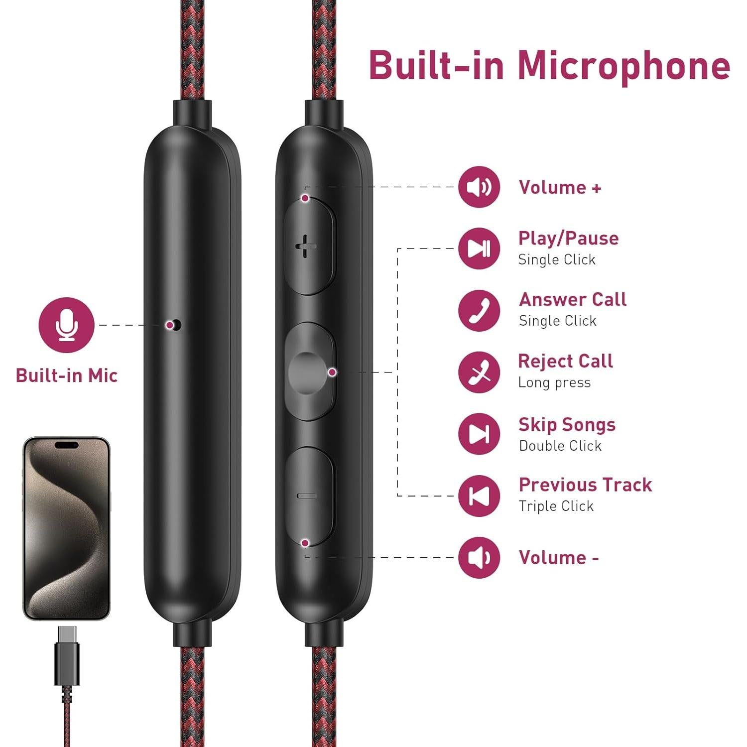 Auriculares USB C Jelanry con micrófono y cancelación de ruido