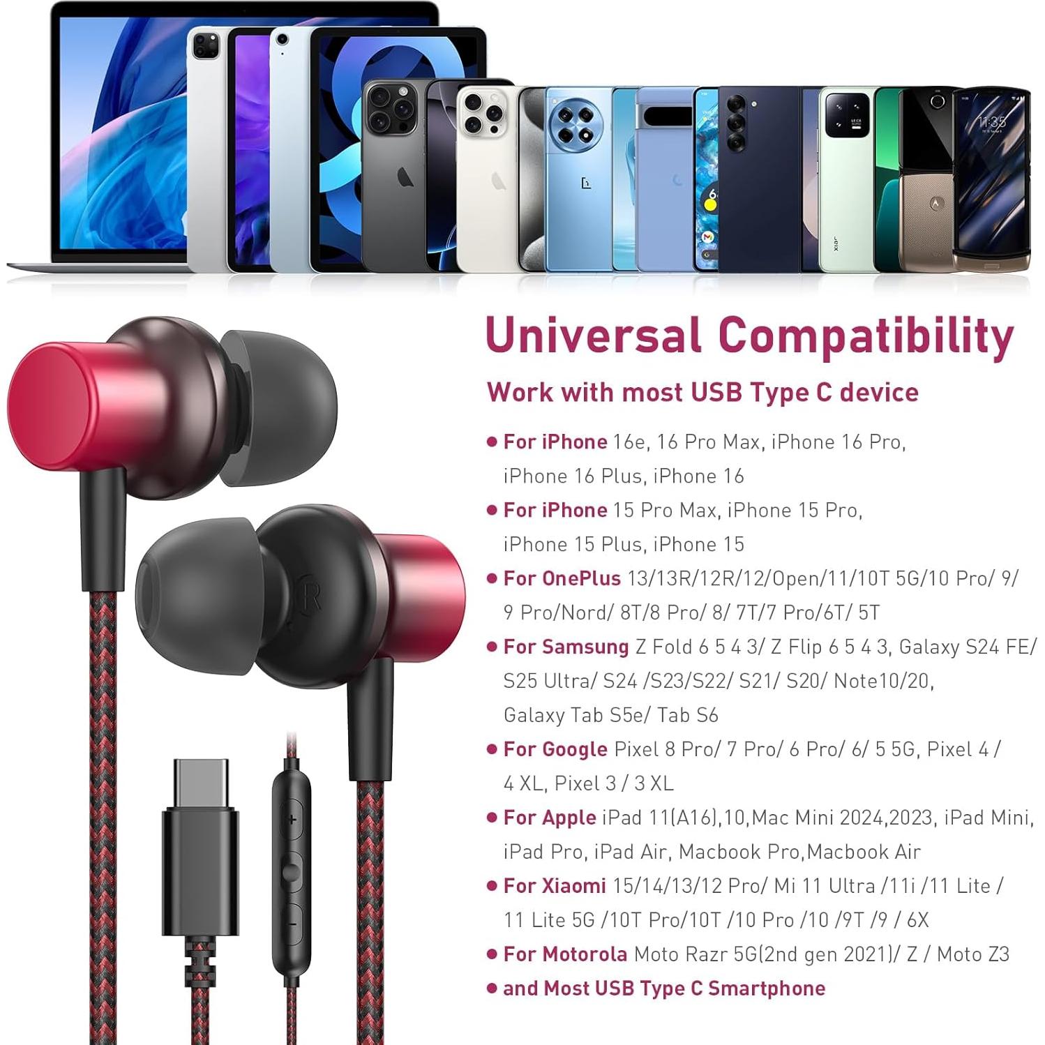 Auriculares USB C Jelanry con micrófono y cancelación de ruido