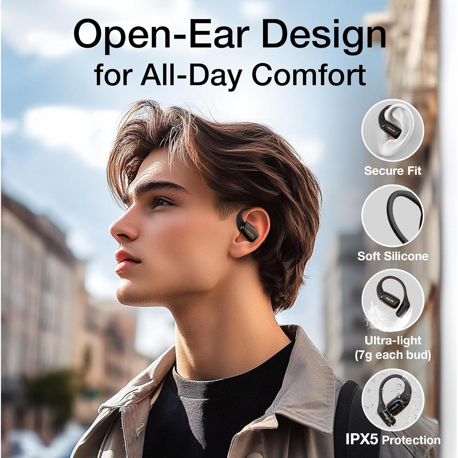 Auriculares Inalámbricos Tough On OpenPro - Bluetooth 5.4, 32H Batería