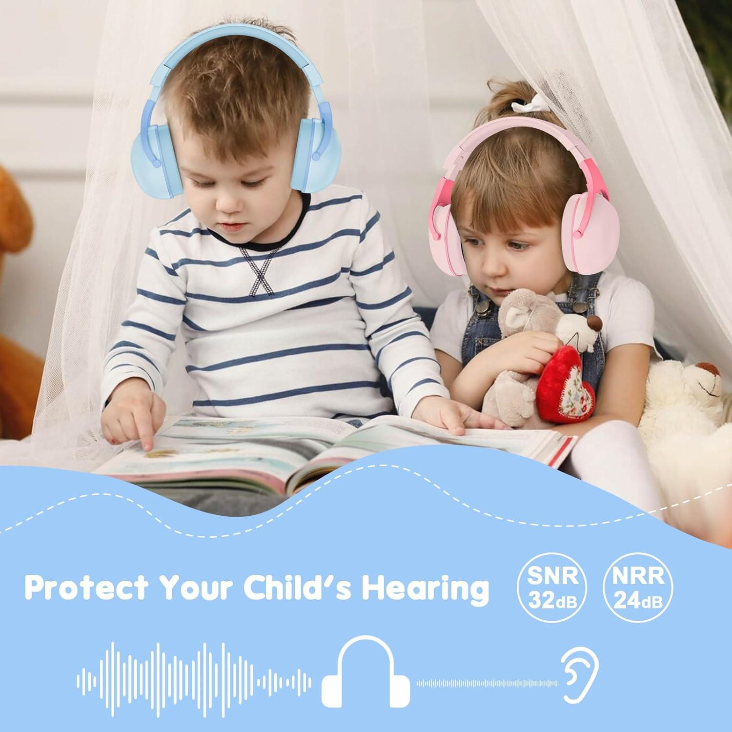 Auriculares ProCase para Niños con Cancelación de Ruido - Rosa y Azul