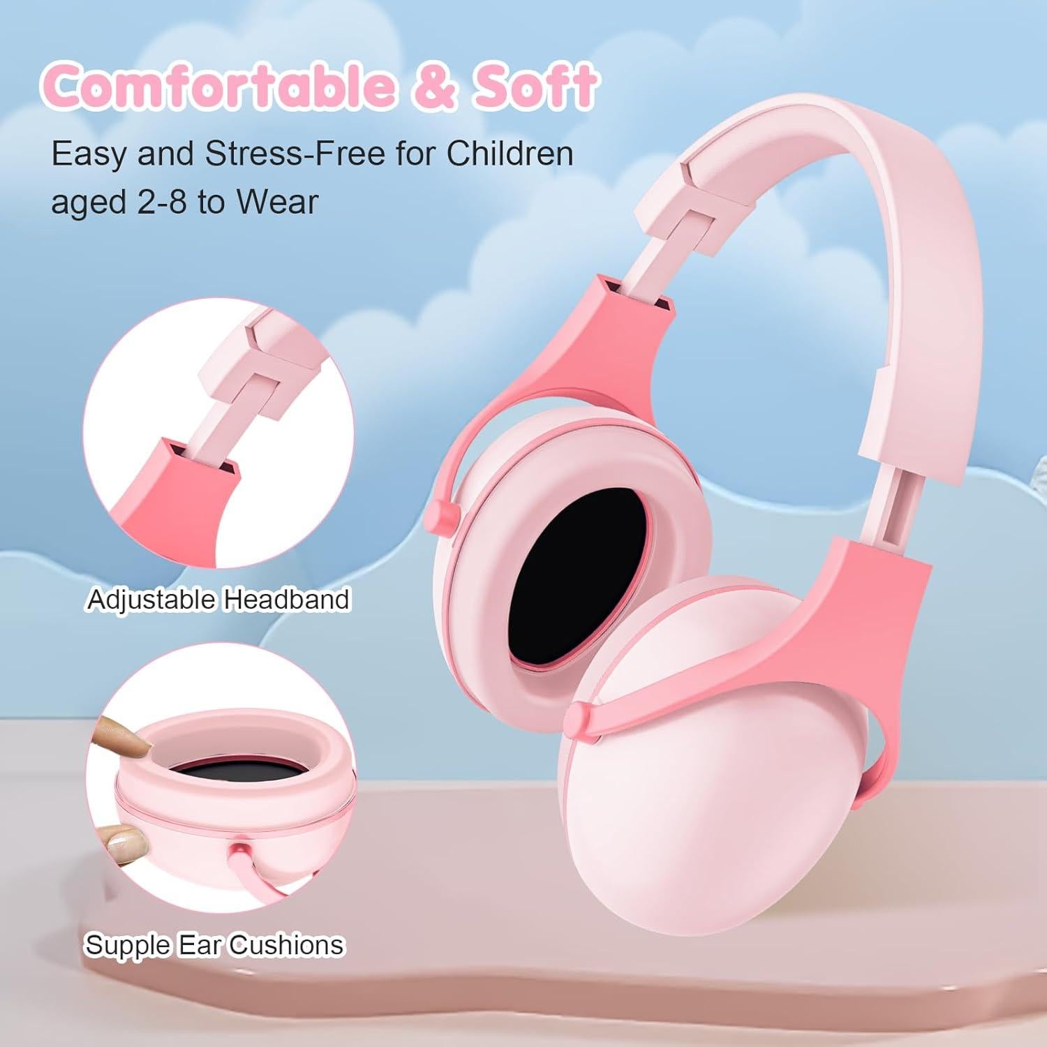 Auriculares ProCase para Niños con Cancelación de Ruido - Rosa y Azul