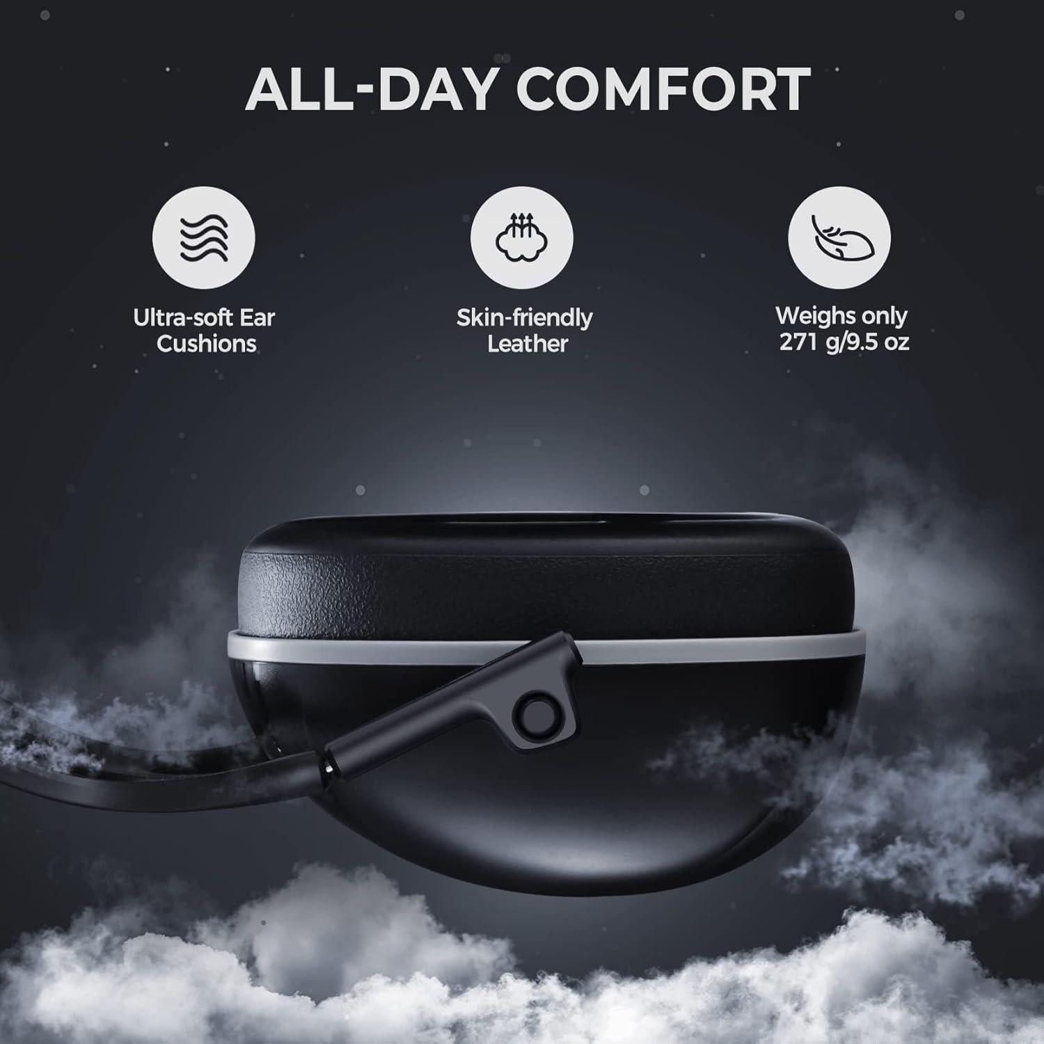 Auriculares de Protección Auditiva NRR 32dB - Negro - Ligeros