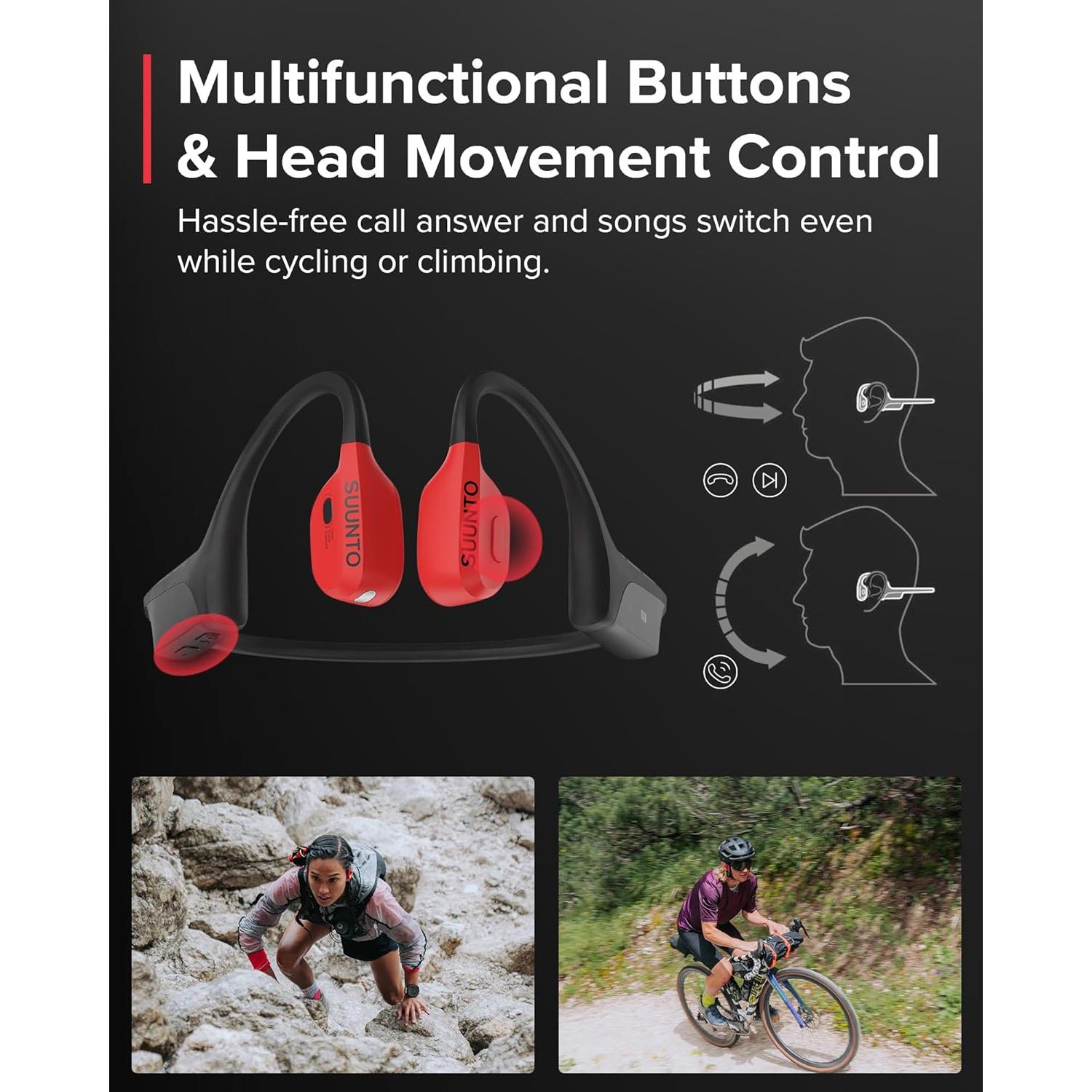 Auriculares SUUNTO Wing Conducción Ósea Bluetooth Rojo IP67