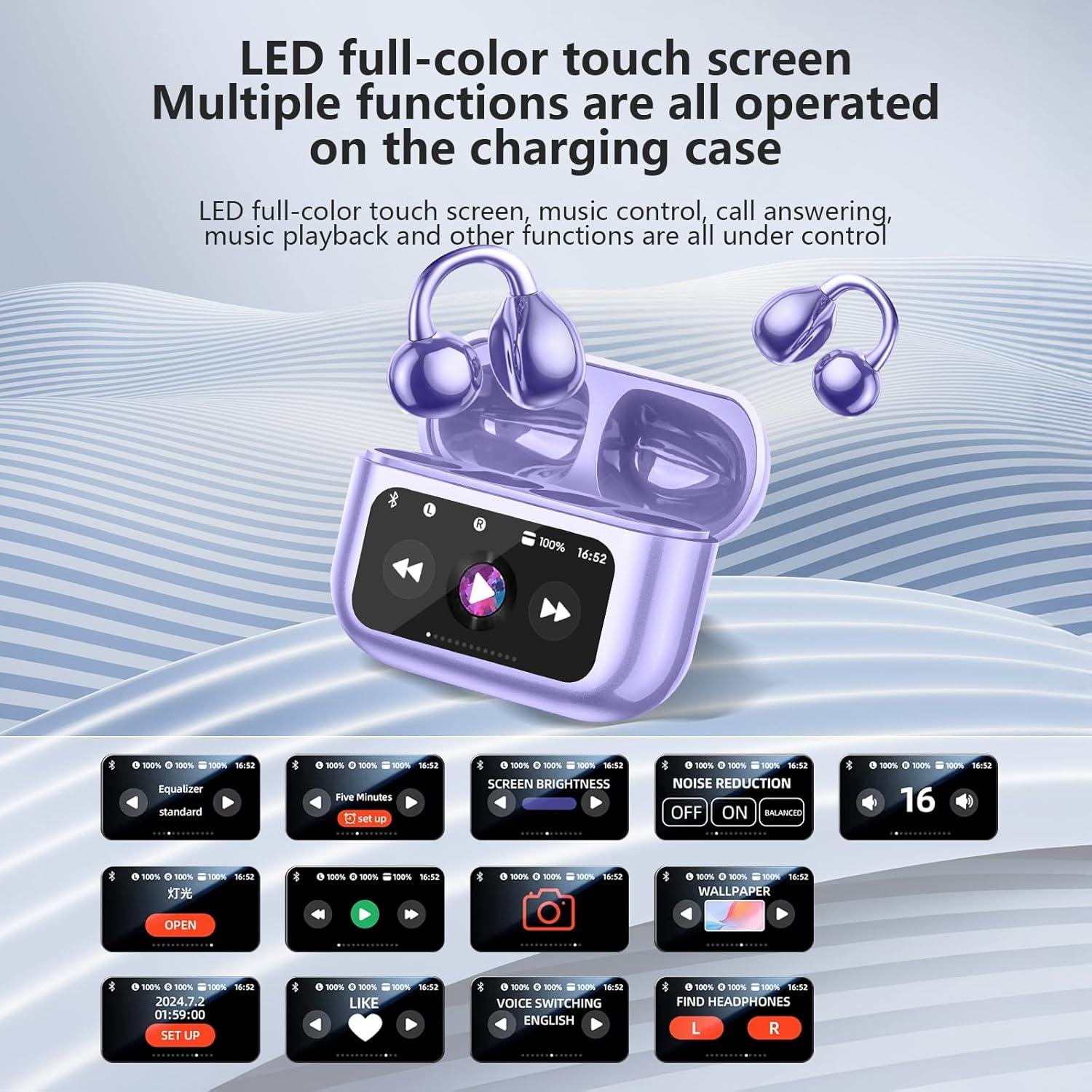 Auriculares Inalámbricos Bluetooth 5.4 TANFESO M100 IPX7 Púrpura