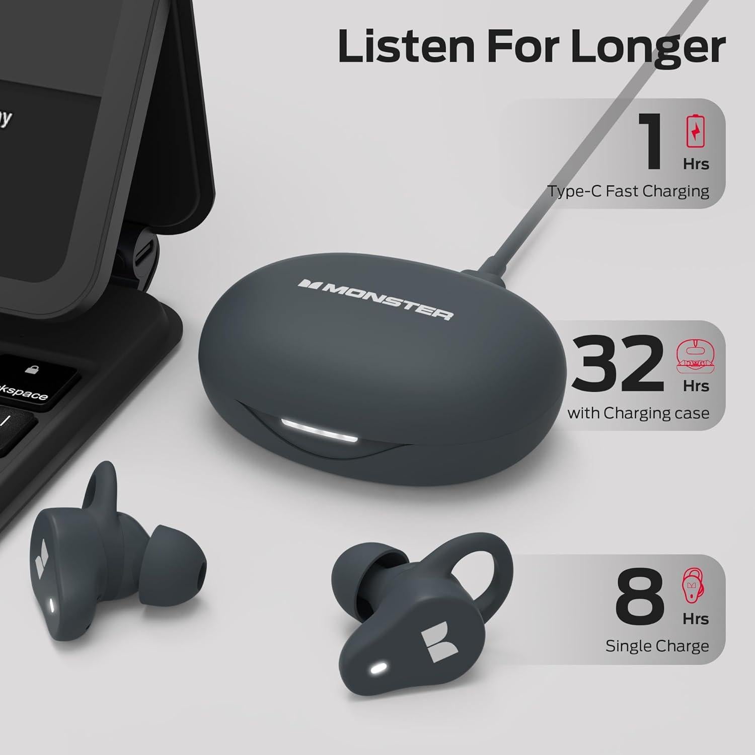 Auriculares Inalámbricos Monster N-Lite 210, Bluetooth 5.4, 32H