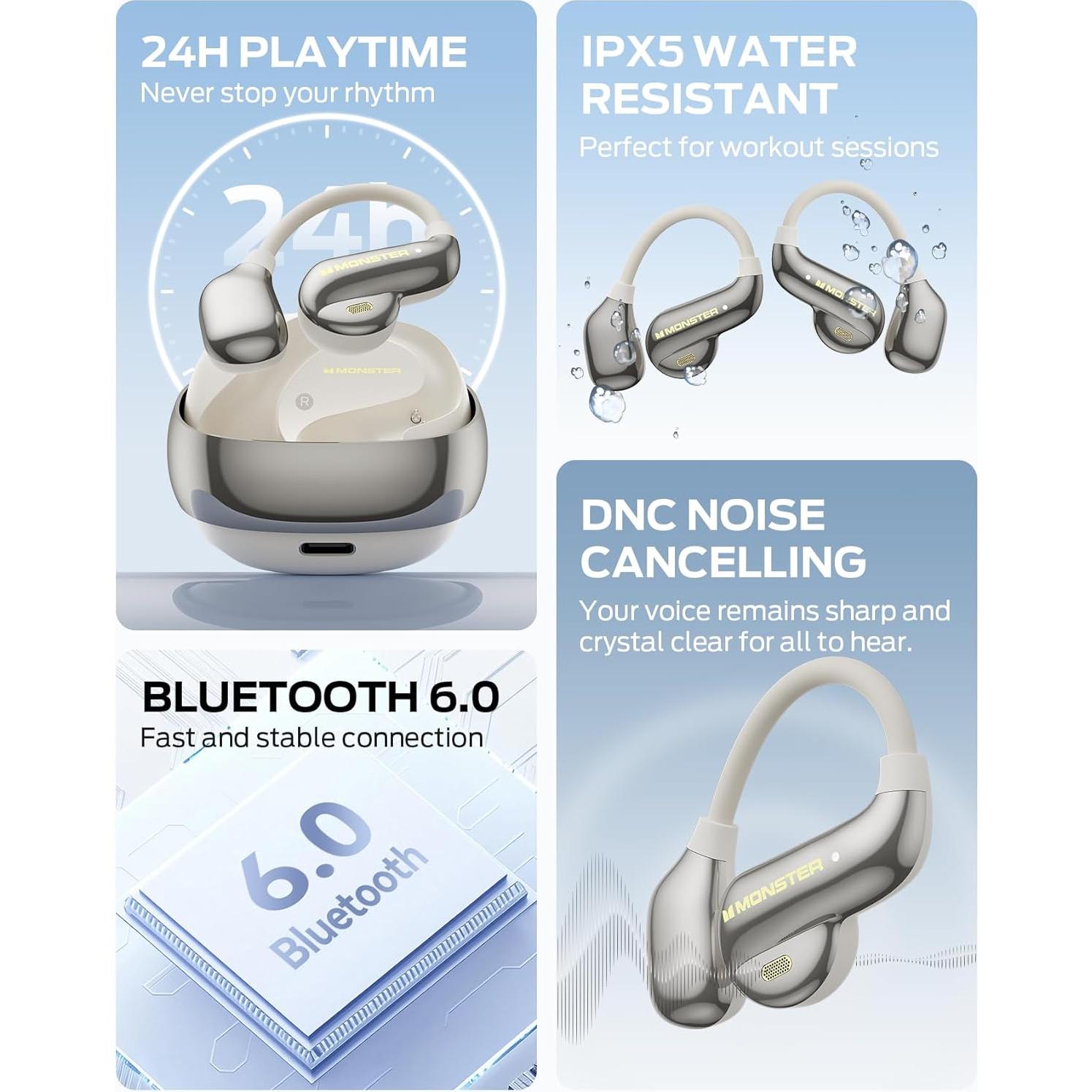 Auriculares Inalámbricos Monster AC390 Bluetooth 6.0 IPX5