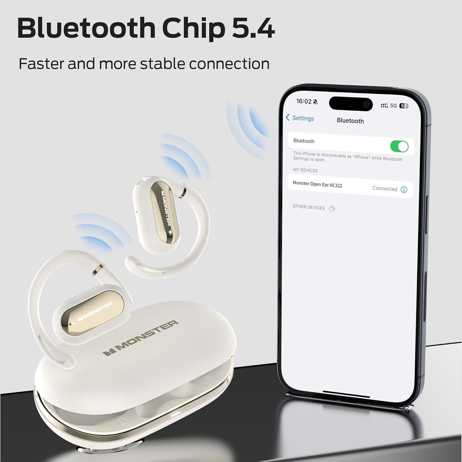 Auriculares Bluetooth Monster Open Ear AC322, 36H Batería IPX5