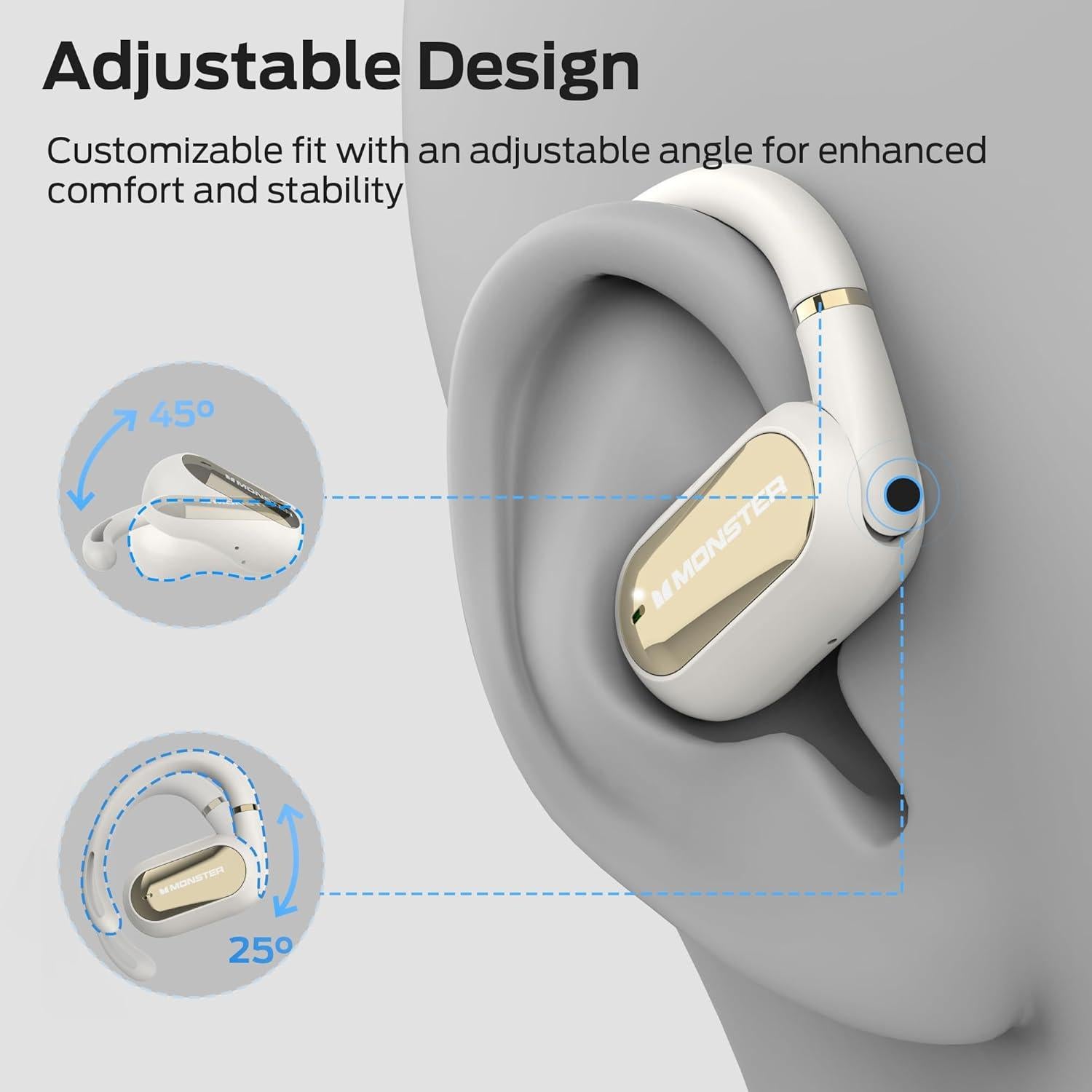 Auriculares Bluetooth Monster Open Ear AC322, 36H Batería IPX5