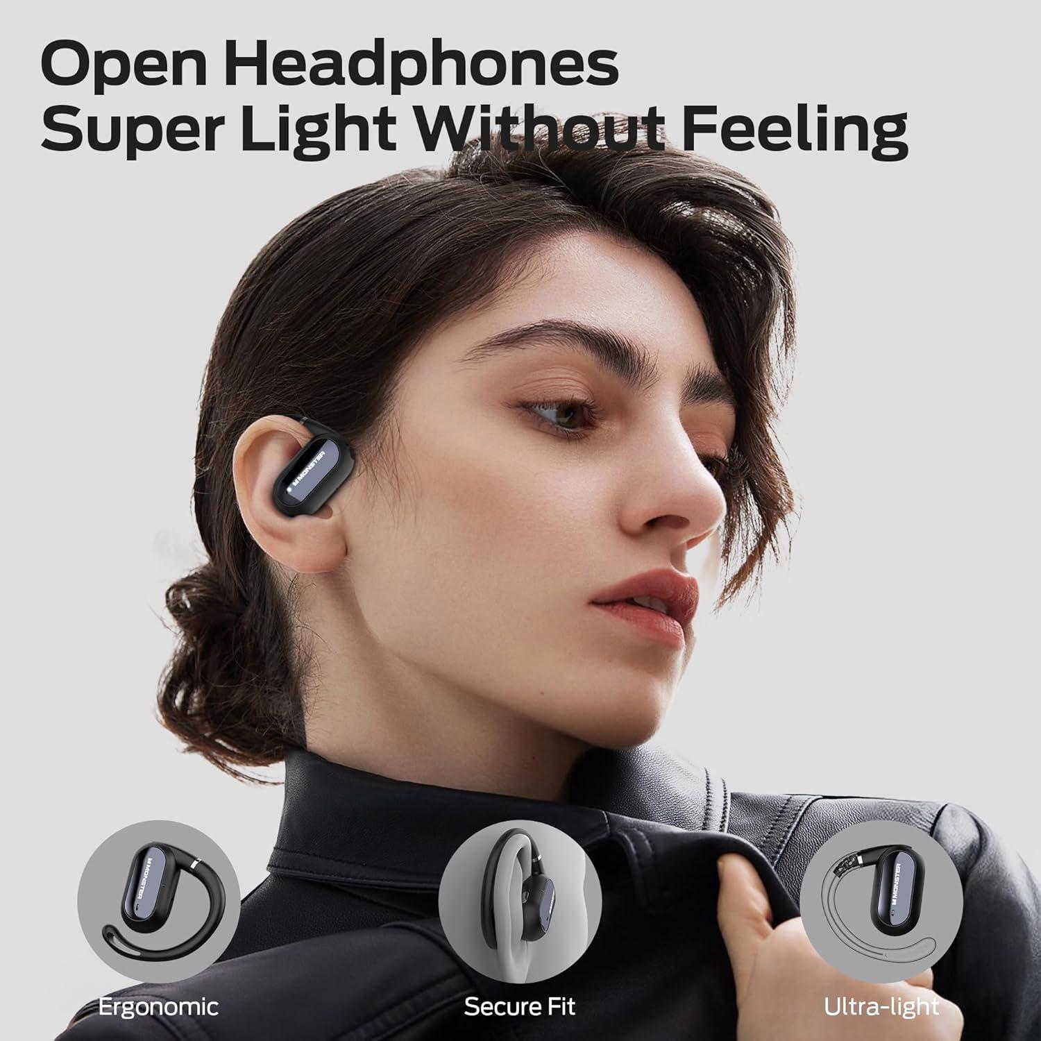 Auricular Bluetooth Monster Open Ear AC322, 36H Batería, IPX5