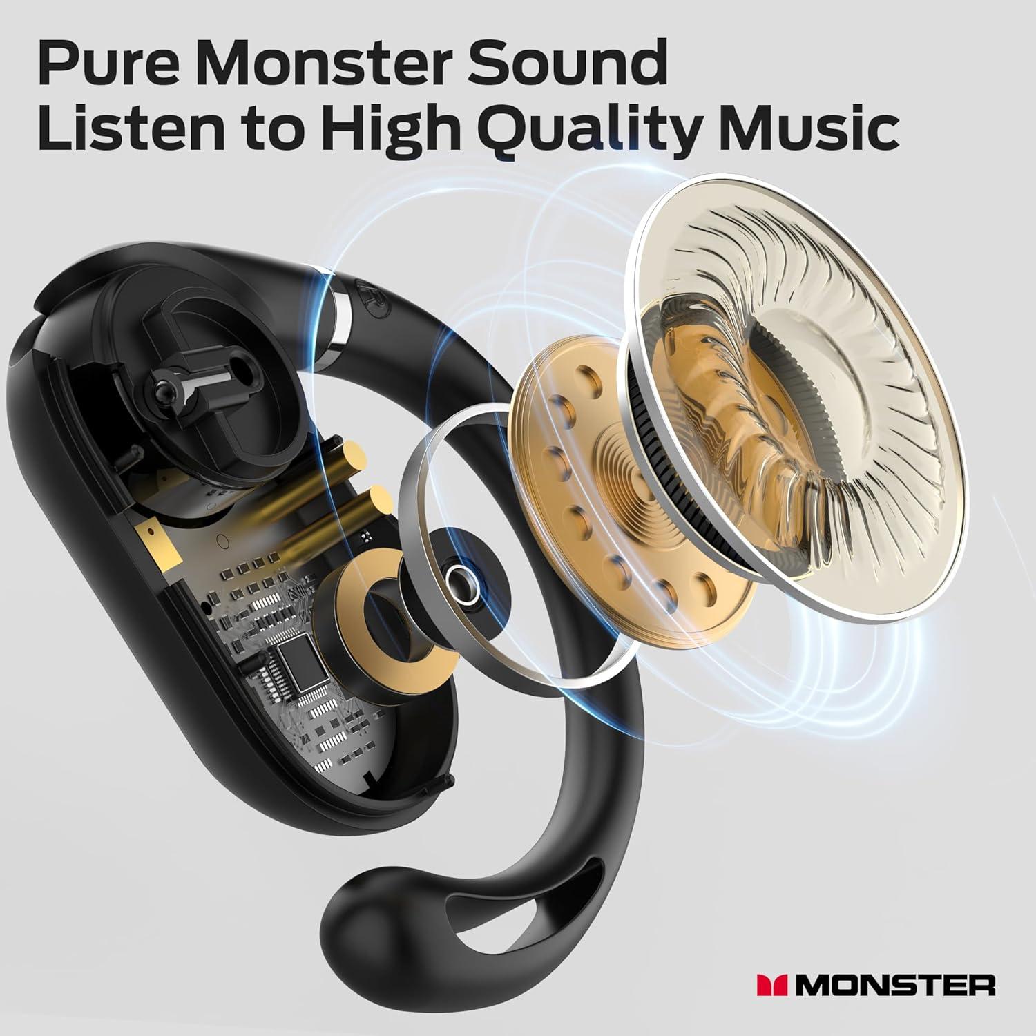Auricular Bluetooth Monster Open Ear AC322, 36H Batería, IPX5