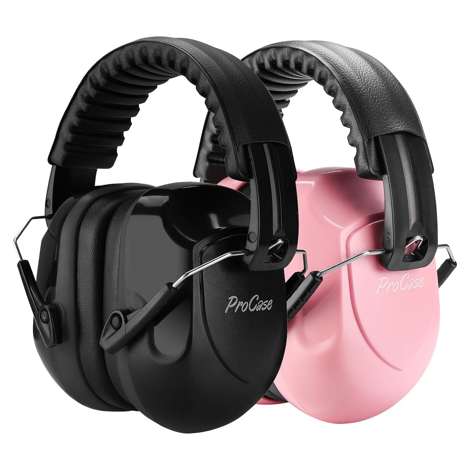 Auriculares de Reducción de Ruido ProCase NRR 28dB - 2 Paquetes Rosa y Negro
