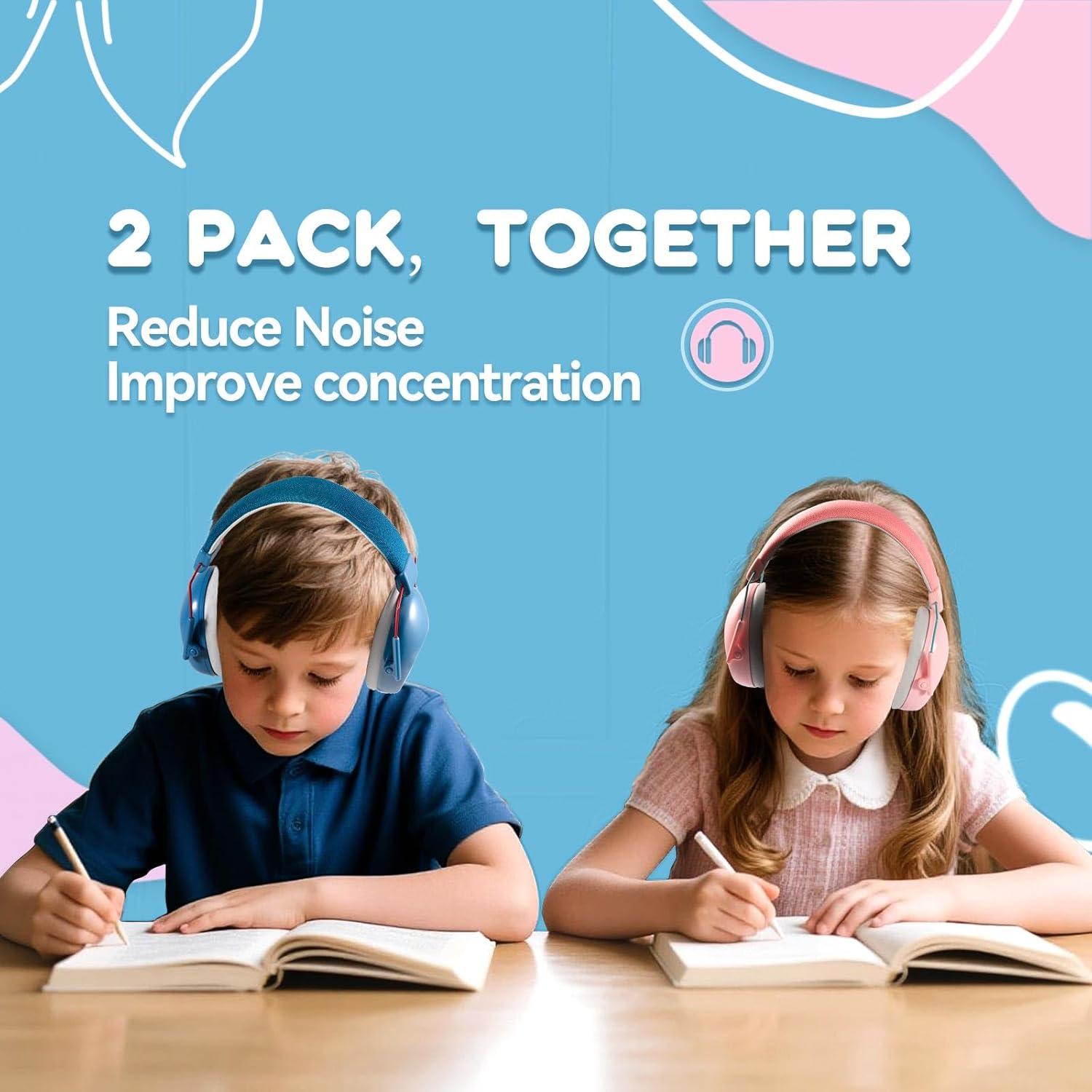 Auriculares con Cancelación de Ruido para Niños NRR 24dB - Azul y Rosa