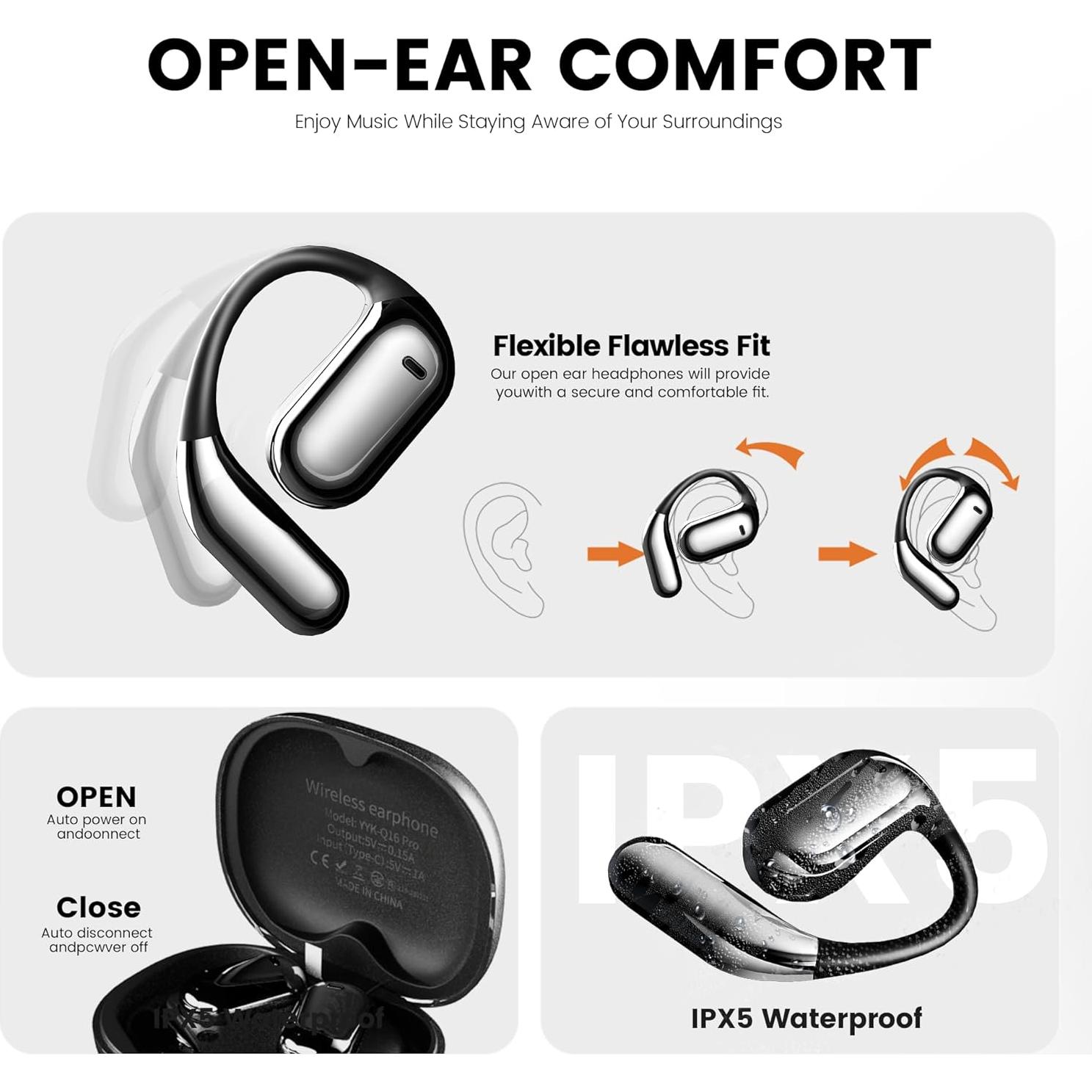 Auriculares Inalámbricos Fidiso Q16-G Bluetooth 5.4 IPX5 70hrs