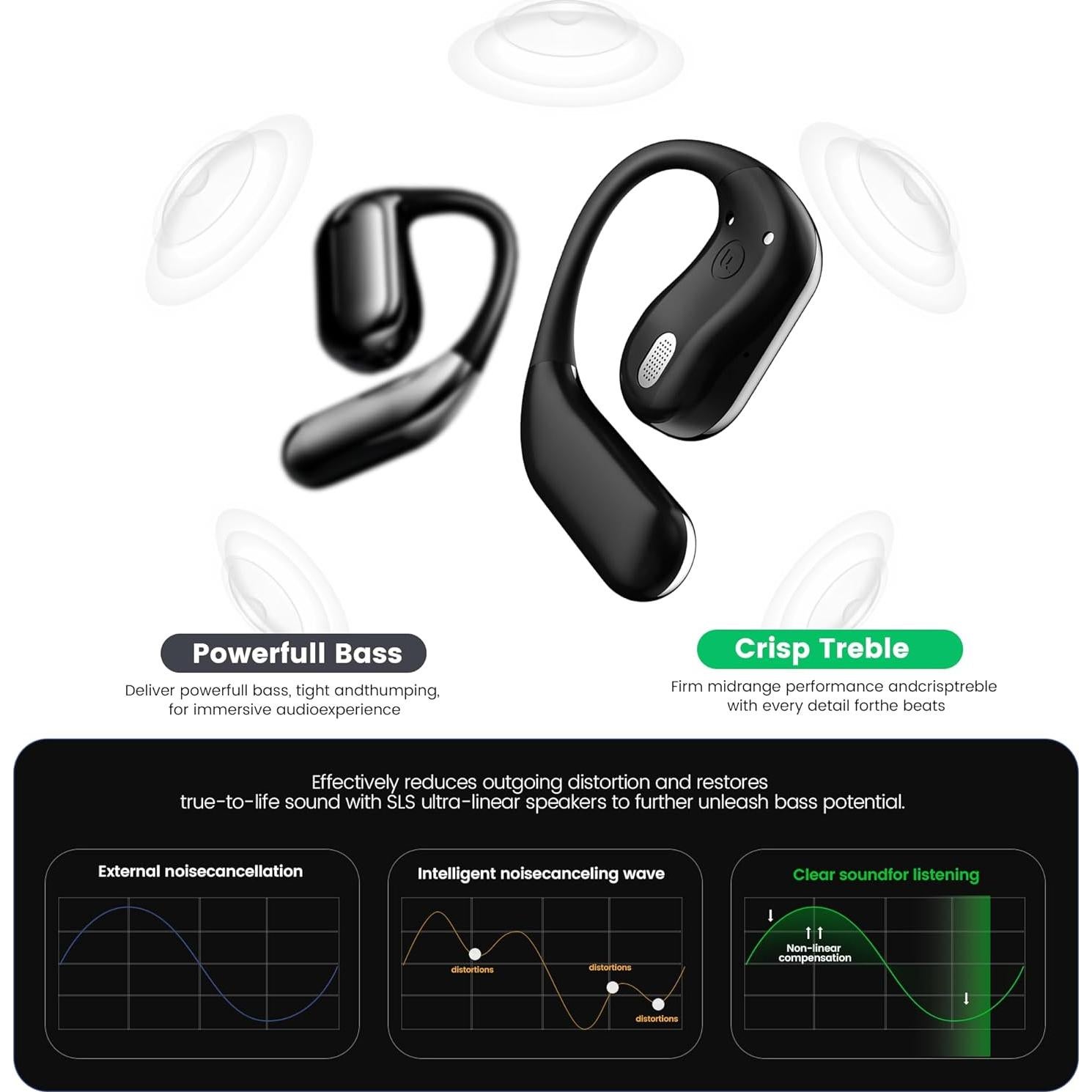 Auriculares Inalámbricos Fidiso Q16-G Bluetooth 5.4 IPX5 70hrs