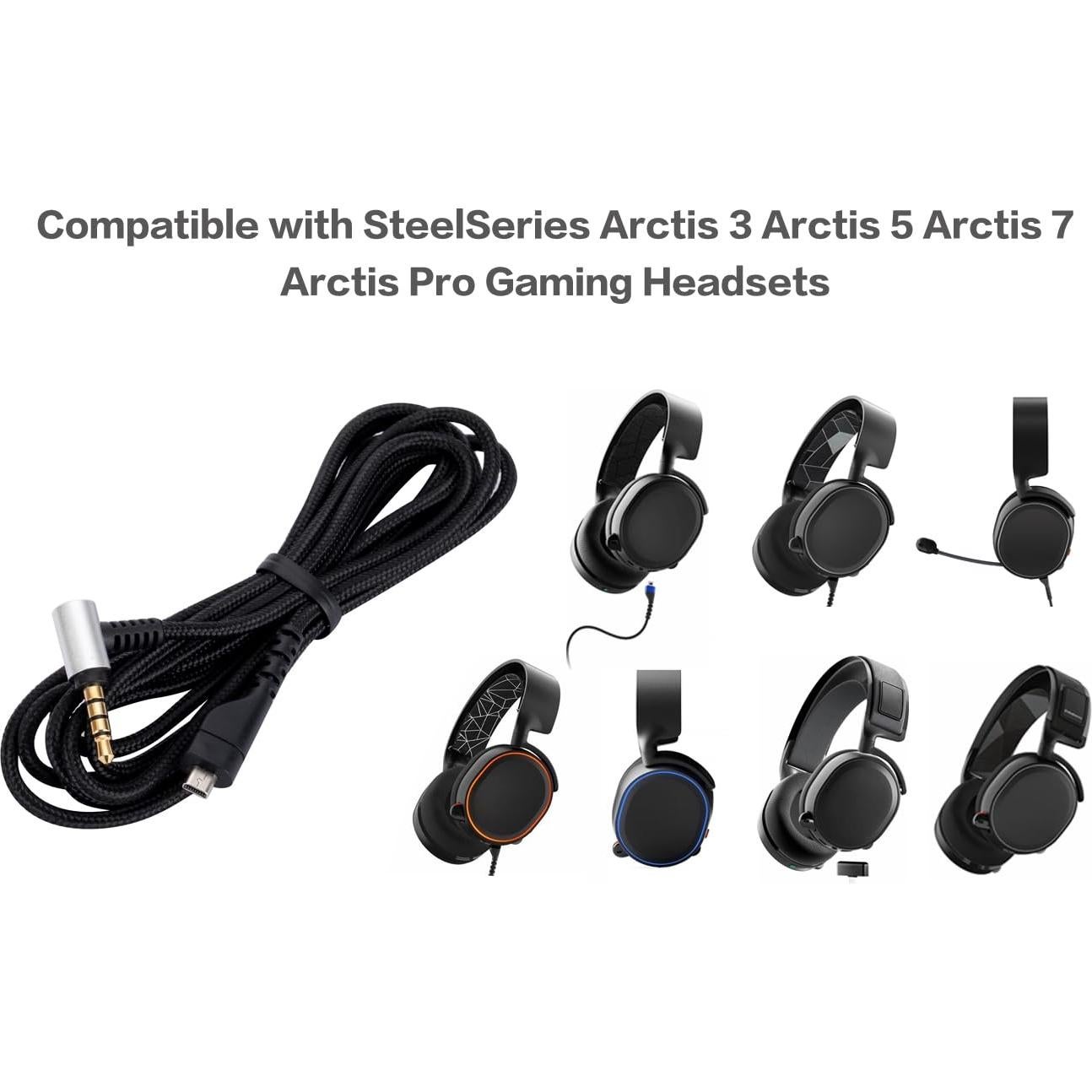 Cable de Reemplazo UNCLE LIGHT para Auriculares SteelSeries Arctis 3/5/7/Pro 2m