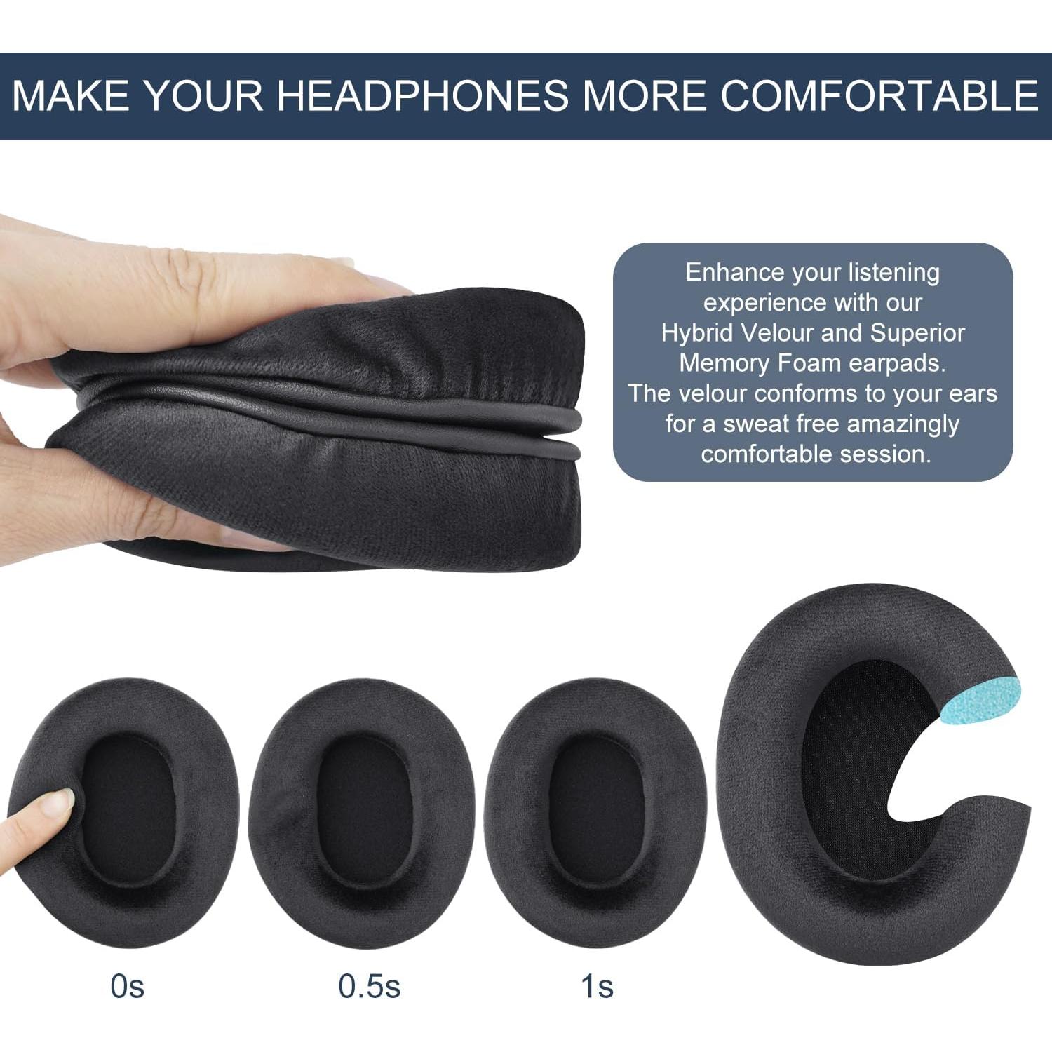 Almohadillas de Reemplazo GVOEARS para Auriculares Audio Technica y Más - Velour Extra Grueso