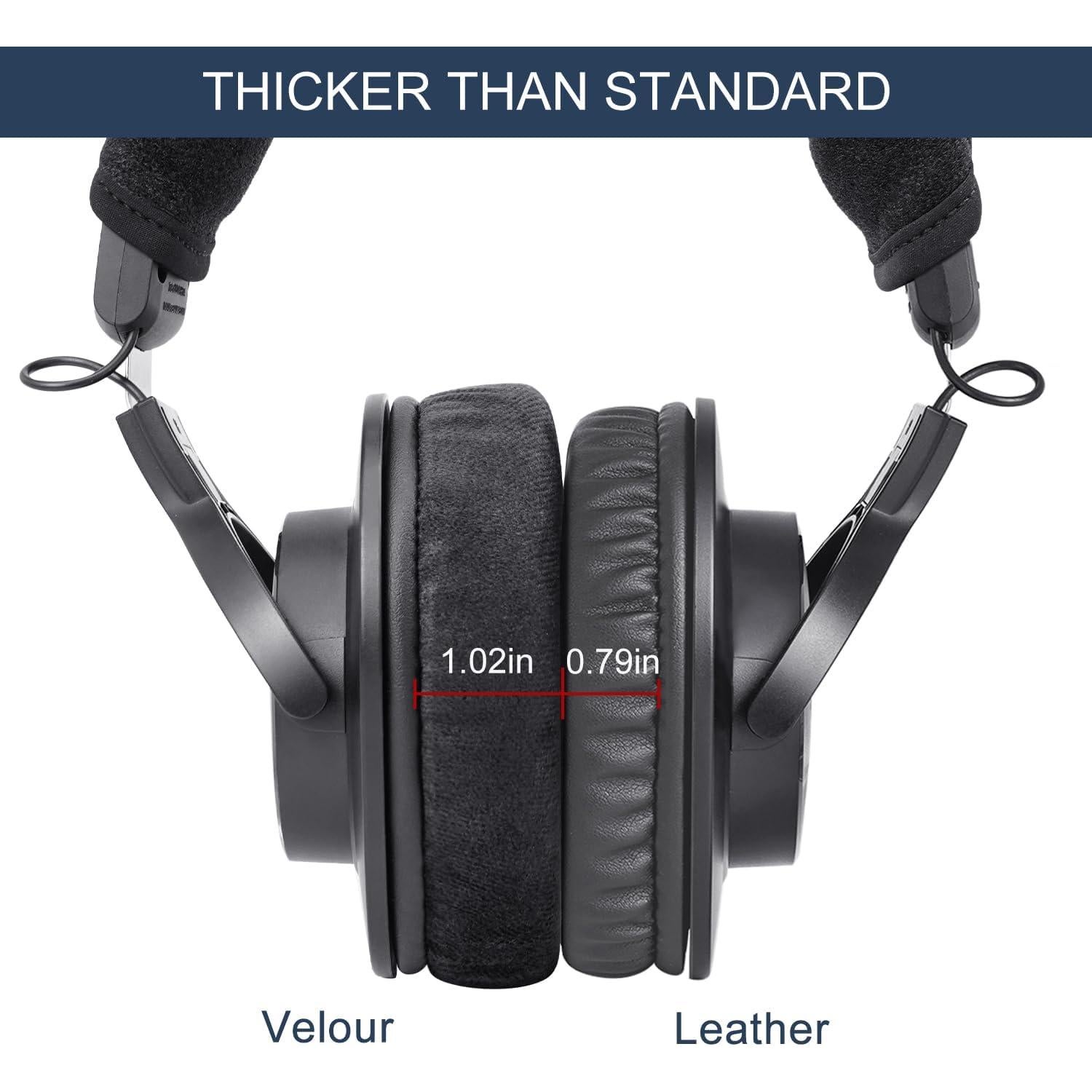 Almohadillas de Reemplazo GVOEARS para Auriculares Audio Technica y Más - Velour Extra Grueso