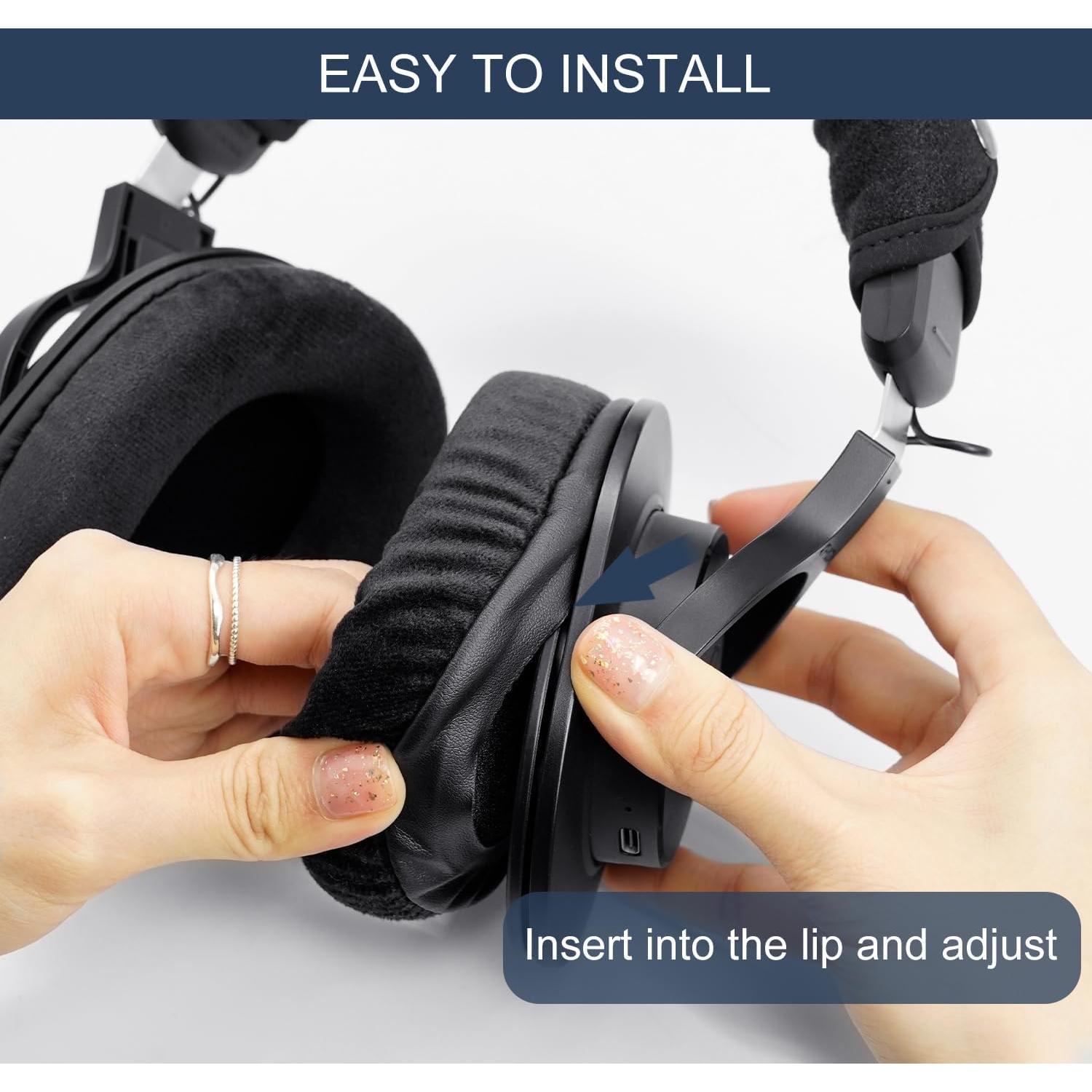 Almohadillas de Reemplazo GVOEARS para Auriculares Audio Technica y Más - Velour Extra Grueso