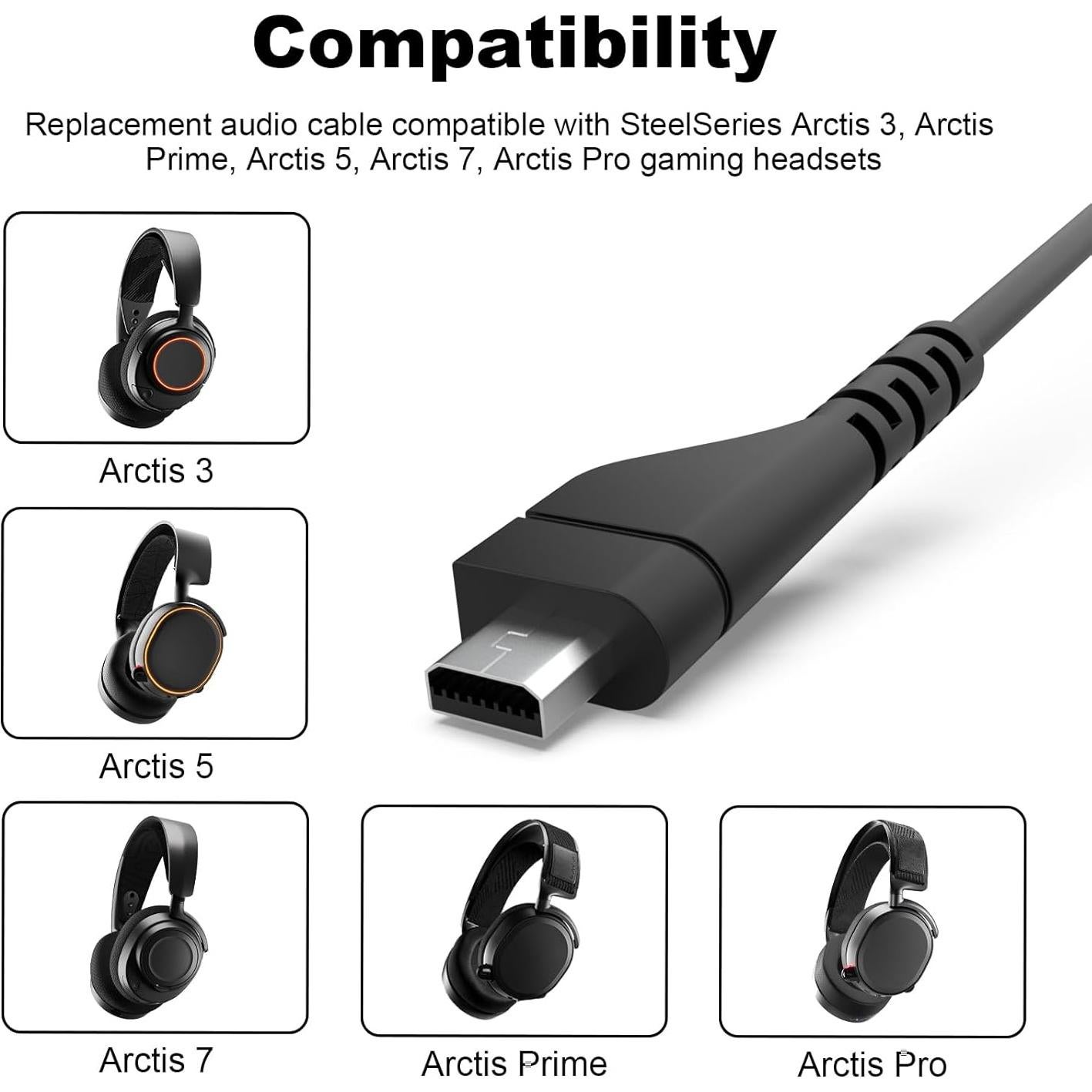 Cable de Audio de Reemplazo Zosvoses para Auriculares SteelSeries Arctis 1.5 m