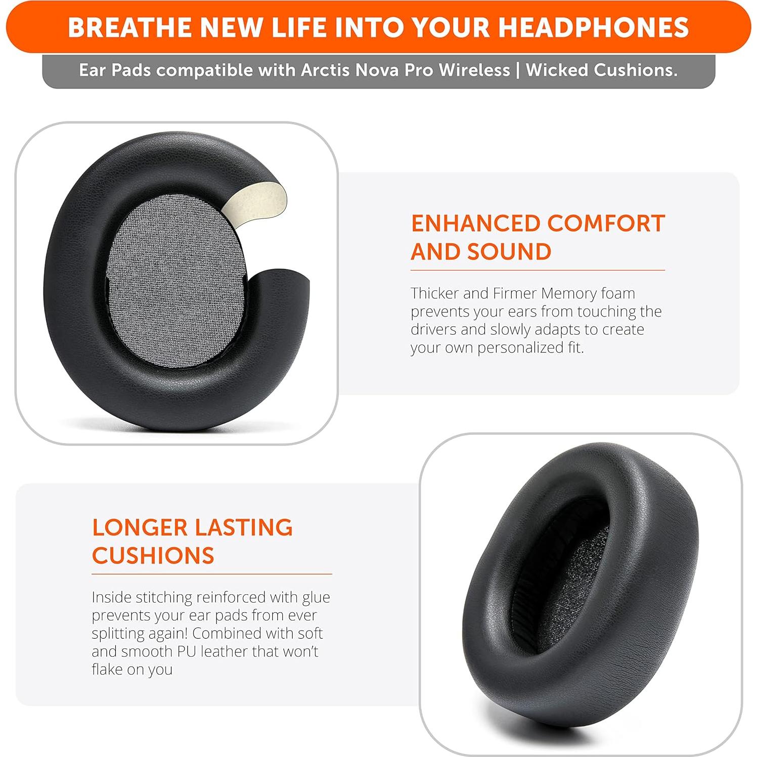 Almohadillas de Reemplazo Wicked Cushions para Steelseries Arctis Nova Pro Wireless - Negro