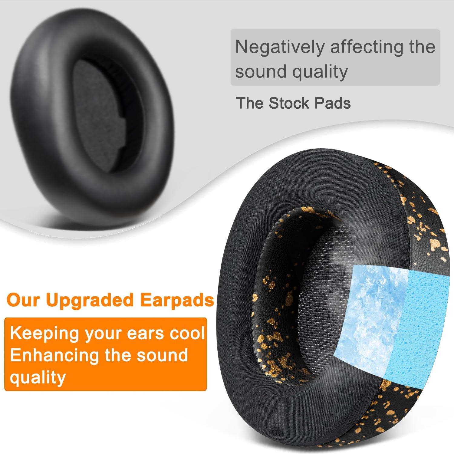 Almohadillas de Gel Refrigerante SOULWIT para Auriculares Steelseries Arctis Nova Pro - Negro Dorado