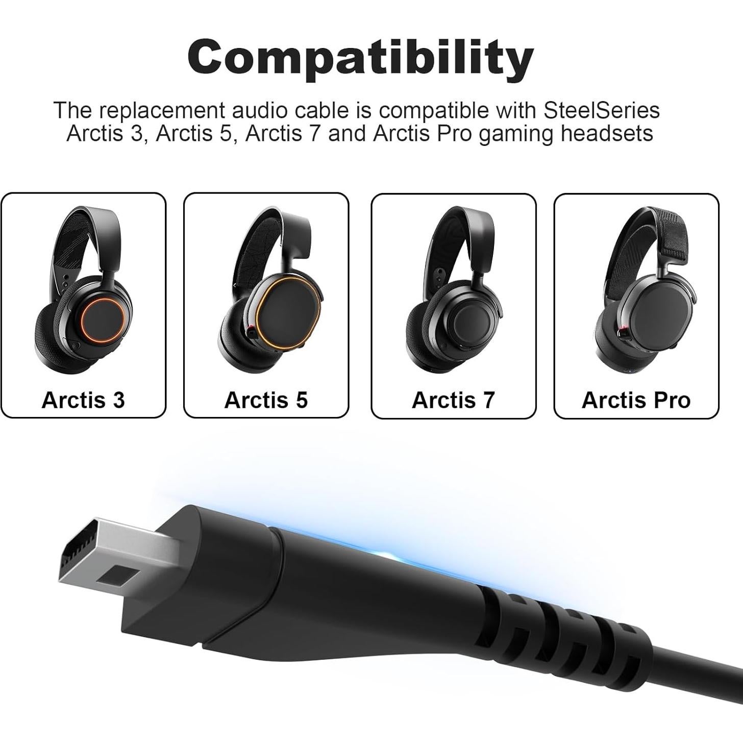 Cable de Audio Zosvoses 1.5m para Auriculares SteelSeries Arctis