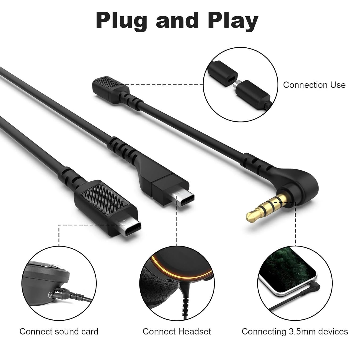 Cable de Audio Zosvoses 1.5m para Auriculares SteelSeries Arctis