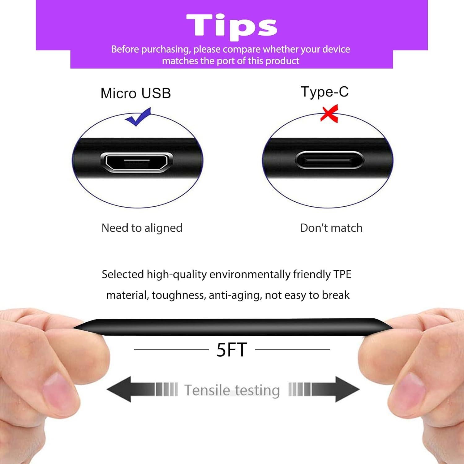 Cable de Carga Rápida Micro USB 1.5m para Auriculares Corsair