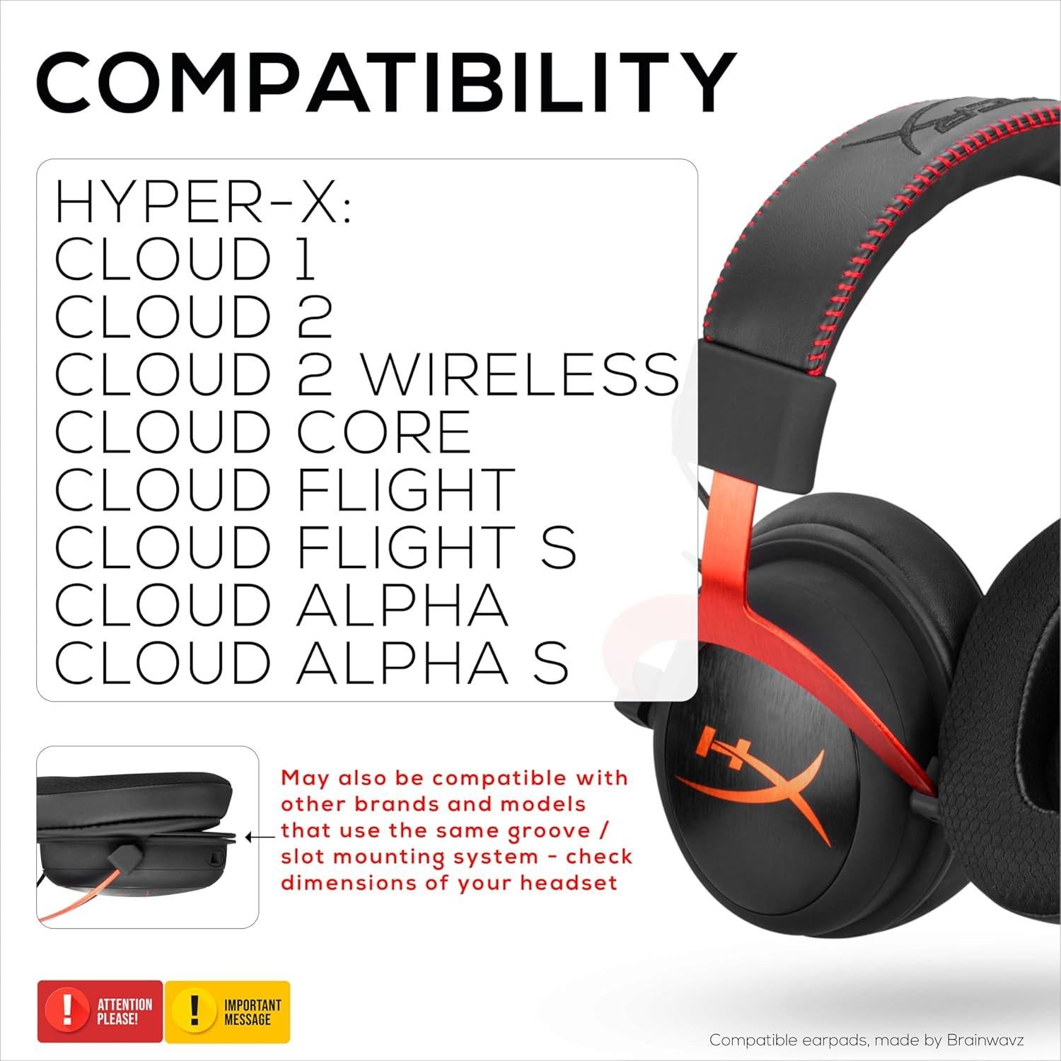 Almohadillas Híbridas Brainwavz para Auriculares HyperX Cloud
