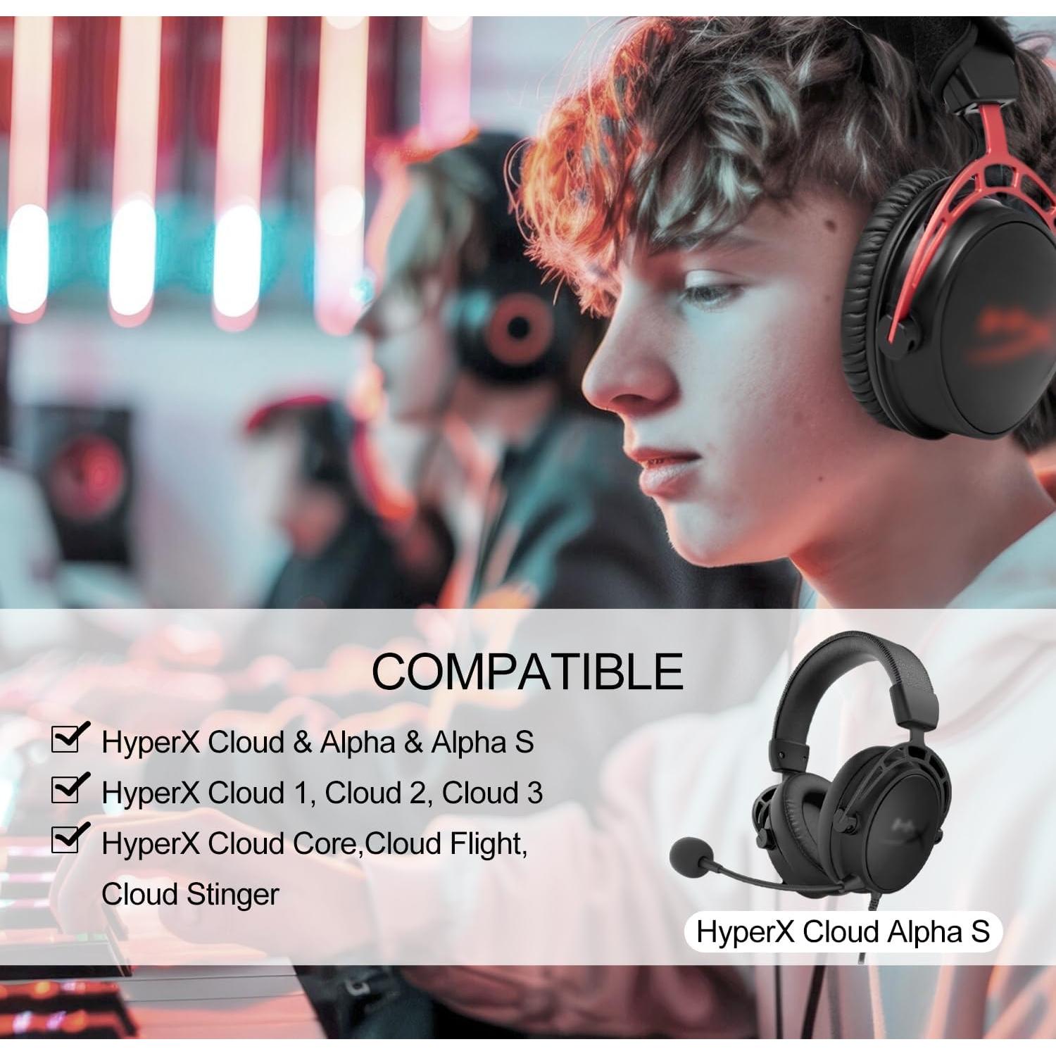 Cojines de Reemplazo HyperX Cloud + Funda Diadema GEVO - Negro