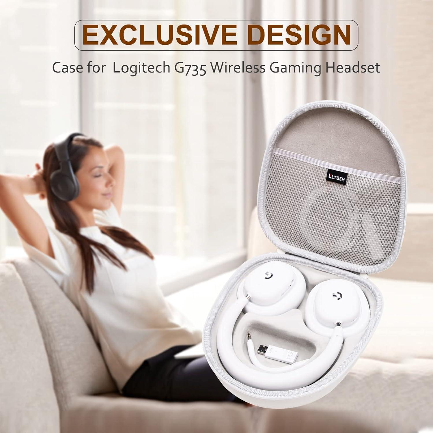 Funda dura LTGEM para auriculares Logitech G735 - Blanco