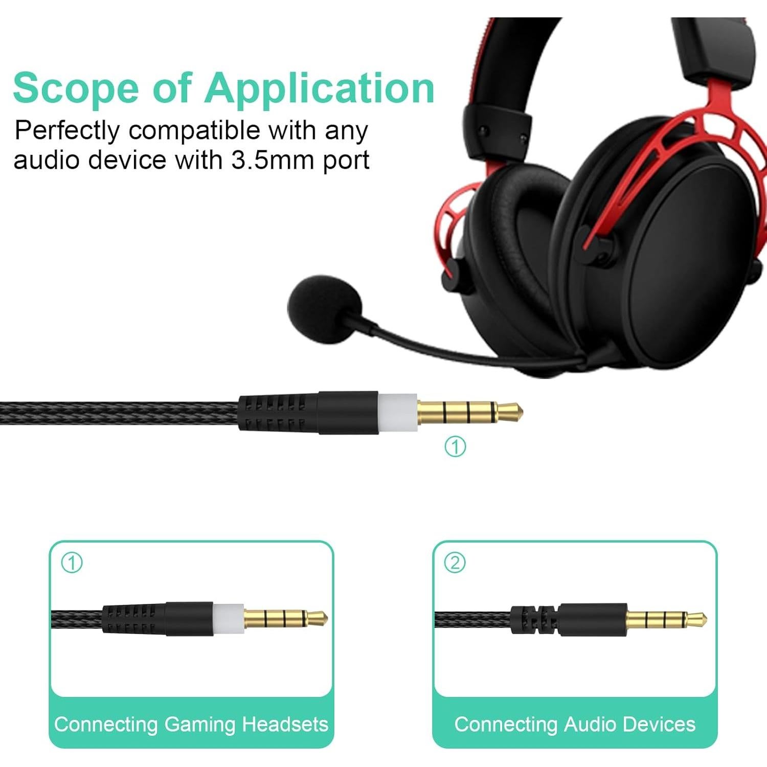 Cable de audio de reemplazo 3.5mm Toeasor para HyperX y Logitech