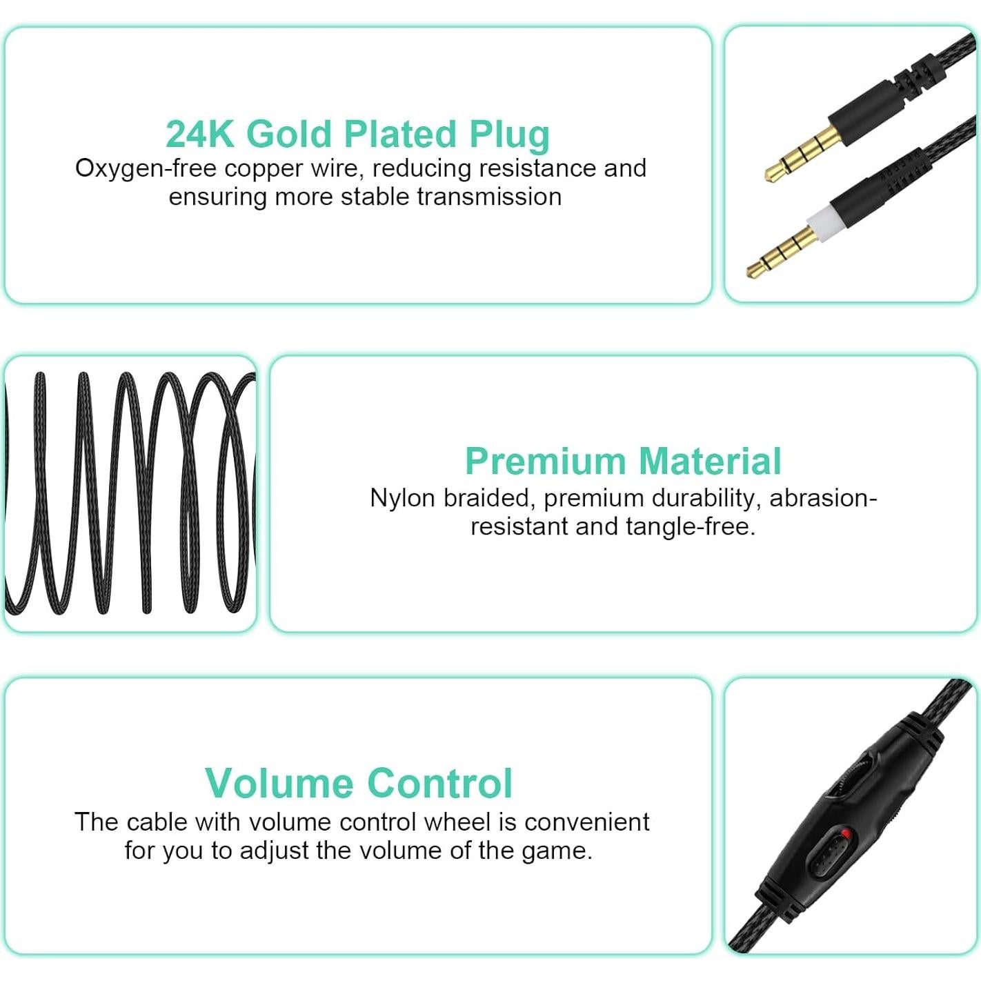 Cable de audio de reemplazo 3.5mm Toeasor para HyperX y Logitech
