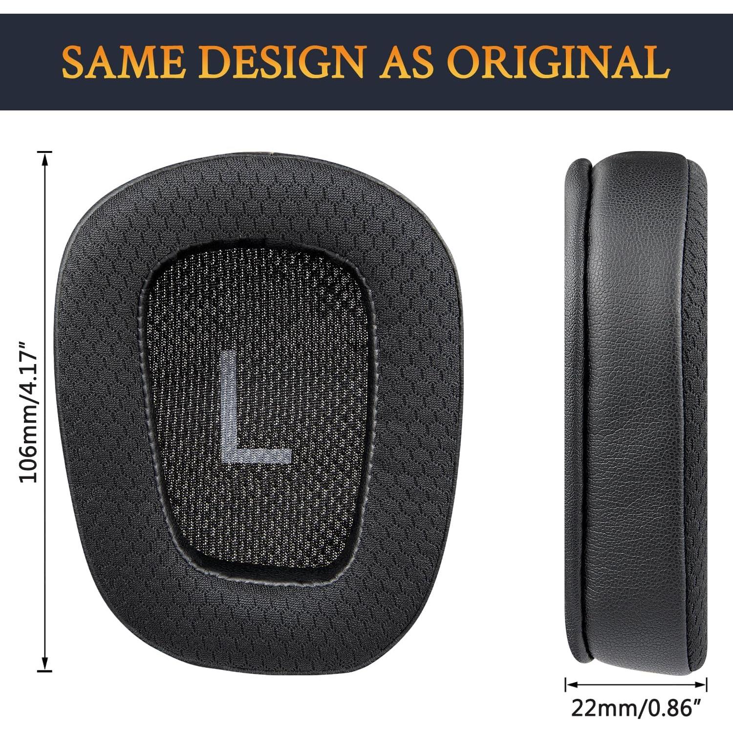 Almohadillas de Reemplazo SOULWIT para Auriculares Logitech G35 G933 G430 - Negro