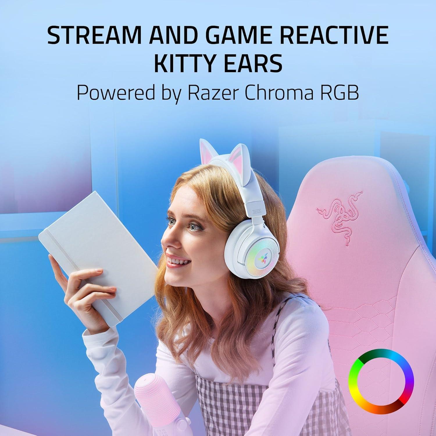 Auriculares Gaming Inalámbricos Razer Kraken Kitty V3 Pro RGB - 40mm, Bluetooth 5.3, Audio Espacial THX