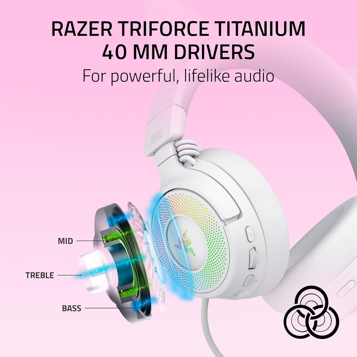 Auriculares Gaming Inalámbricos Razer Kraken Kitty V3 Pro RGB - 40mm, Bluetooth 5.3, Audio Espacial THX