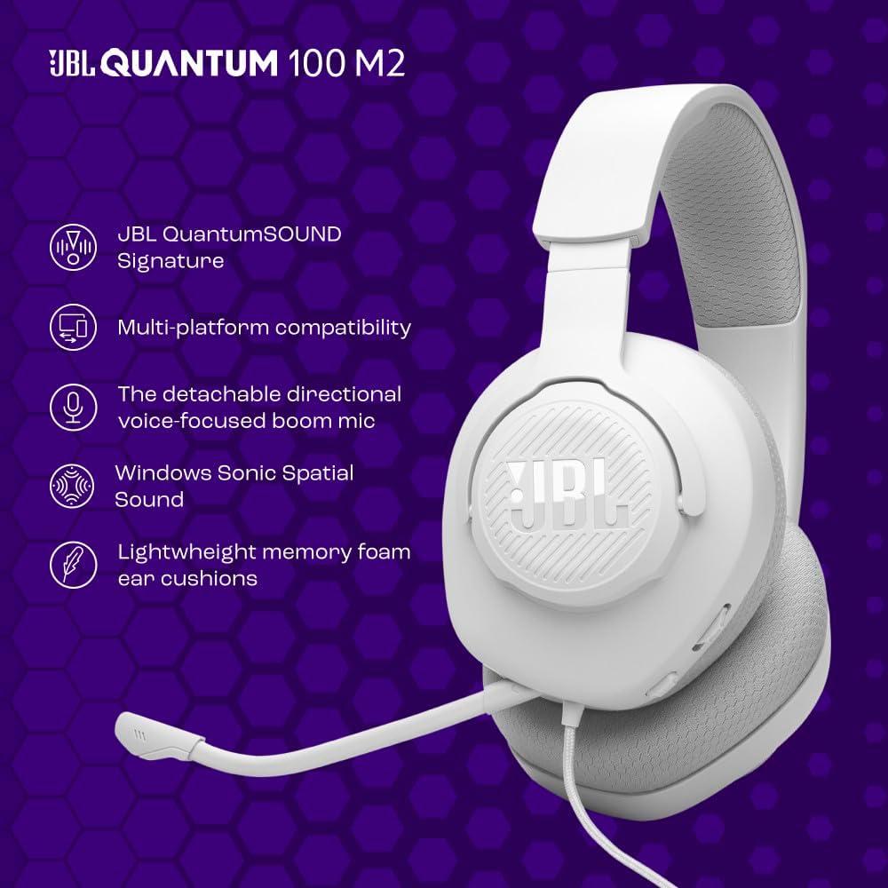 Auriculares de Juego JBL Quantum 100M2 con Micrófono Blanco
