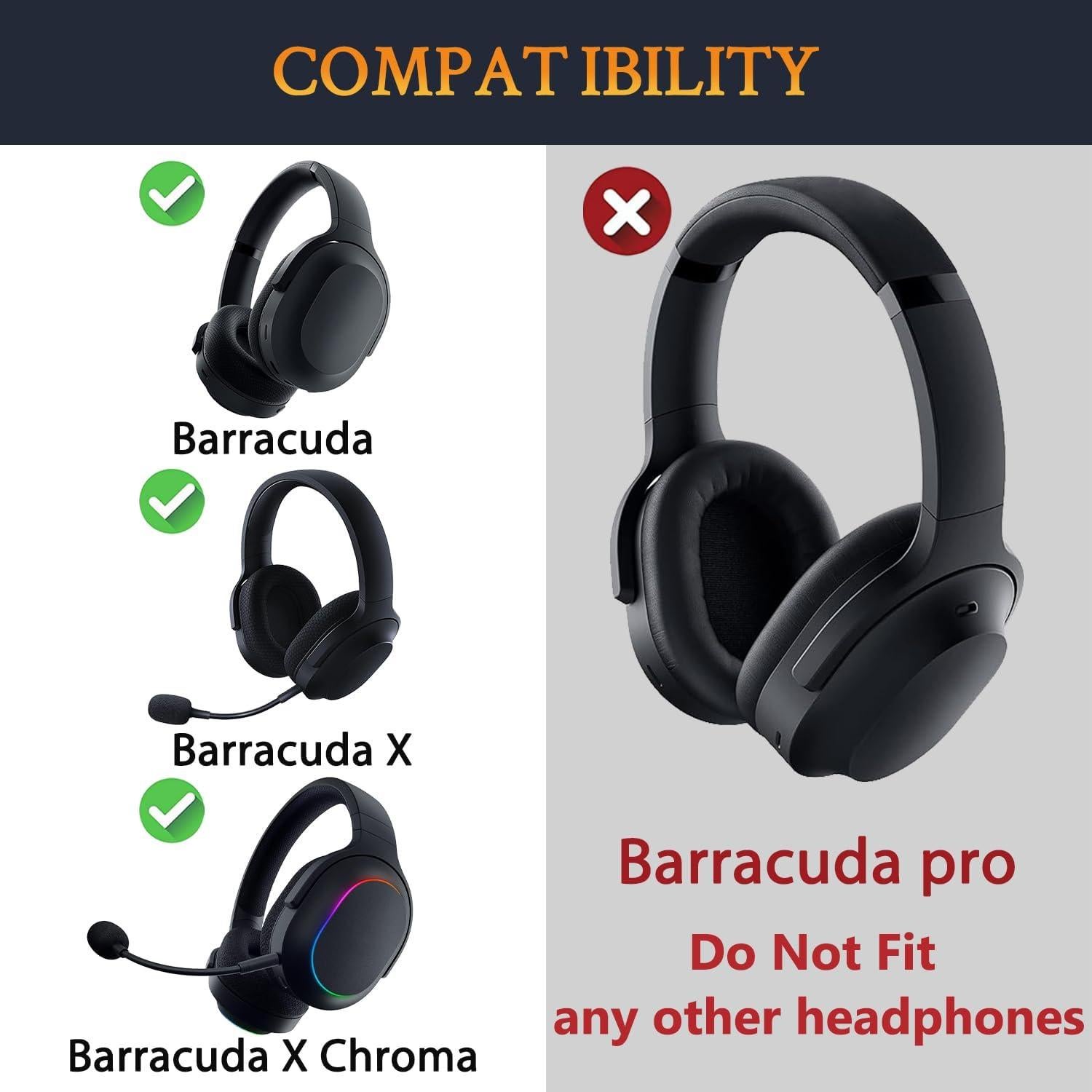 Almohadillas de Gel Enfriamiento SOULWIT para Auriculares Razer Barracuda - Tormenta Roja