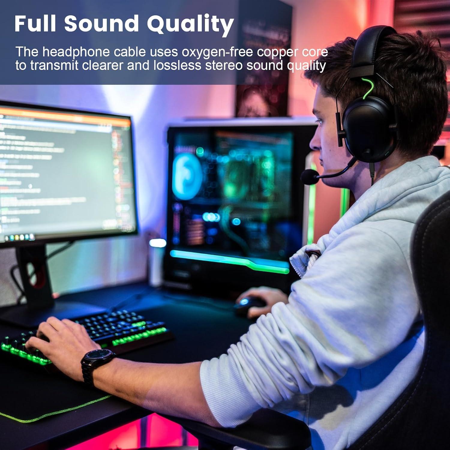 Cable de audio Aux 1.5 m Arzweyk para Razer BlackShark V2 Pro