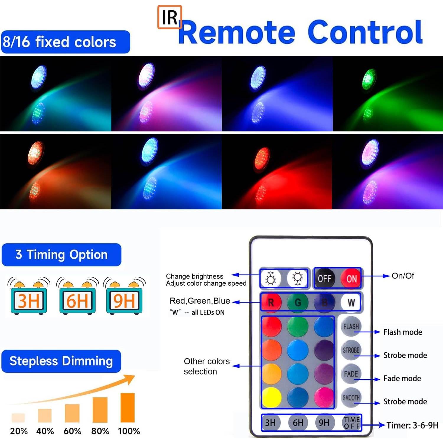 Luces LED Subacuáticas RGB SHOYO 4 en Set IP68
