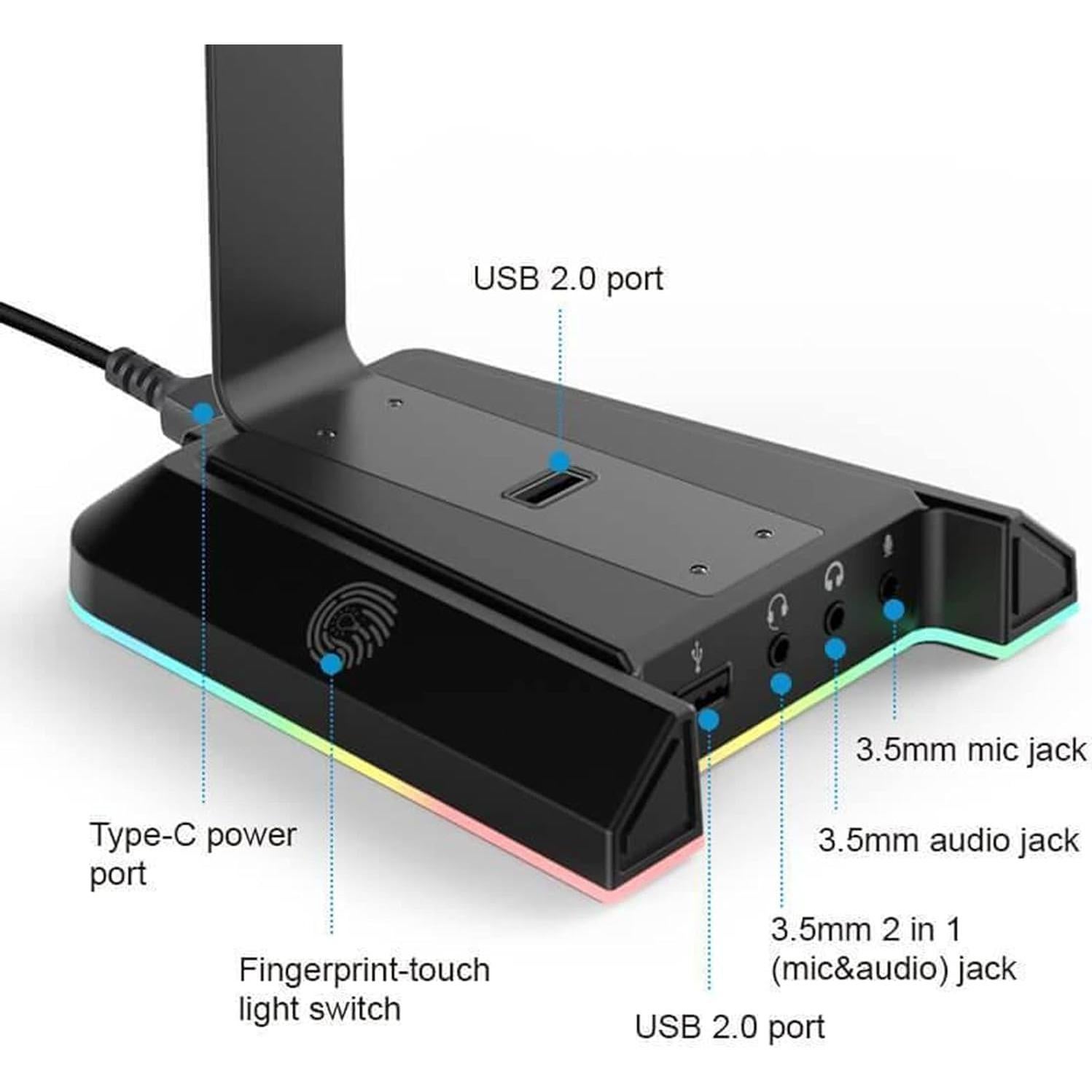 Soporte para Auriculares EKSA W1 RGB con Sonido Envolvente 7.1