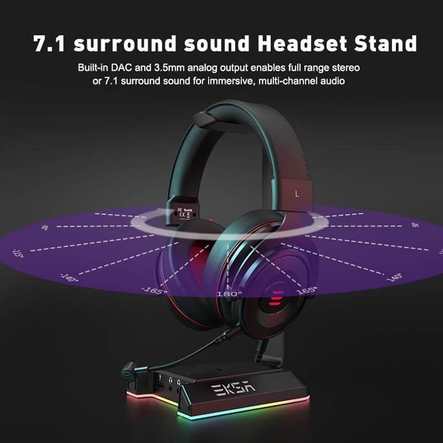 Soporte para Auriculares EKSA W1 RGB con Sonido Envolvente 7.1