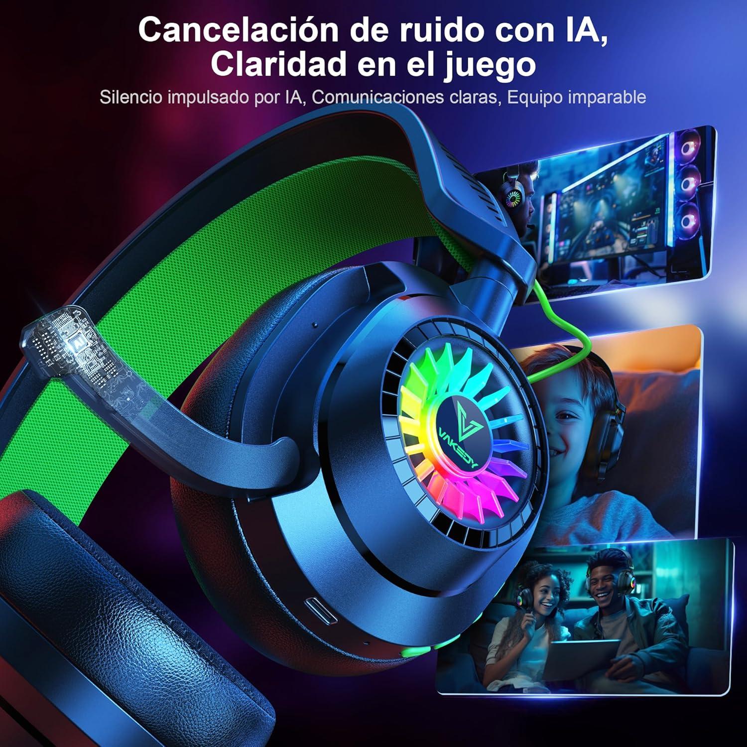 Auriculares Gaming Inalámbricos HW10 - 50h Batería, RGB, PS5/PC