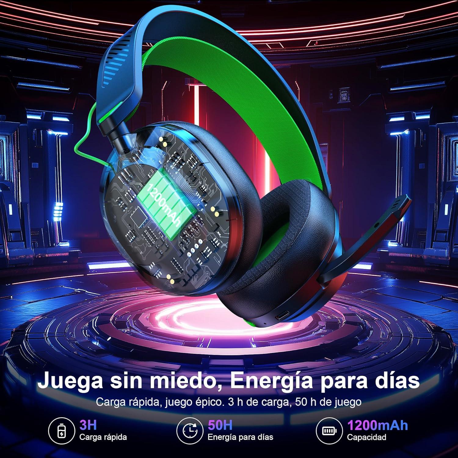 Auriculares Gaming Inalámbricos HW10 - 50h Batería, RGB, PS5/PC