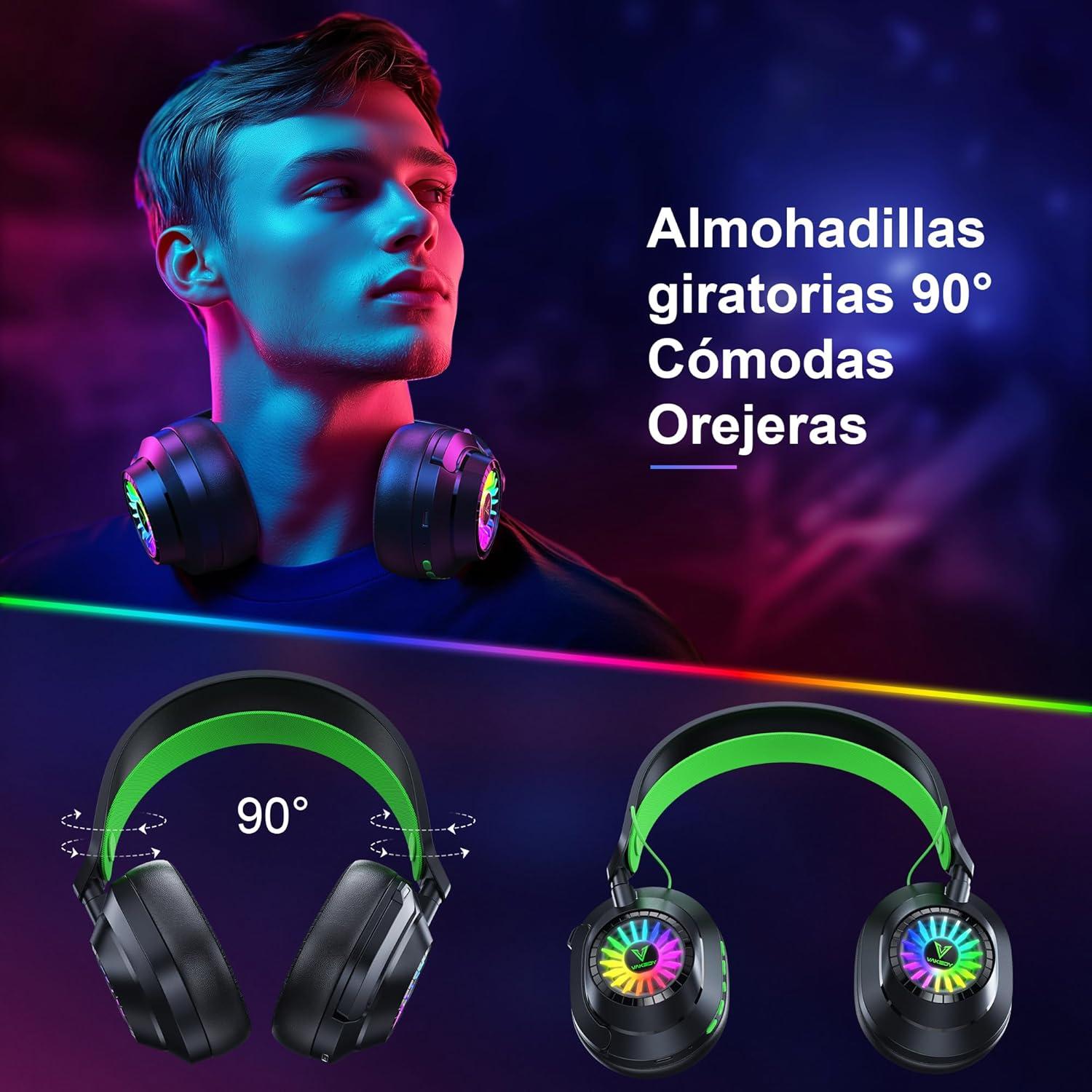 Auriculares Gaming Inalámbricos HW10 - 50h Batería, RGB, PS5/PC