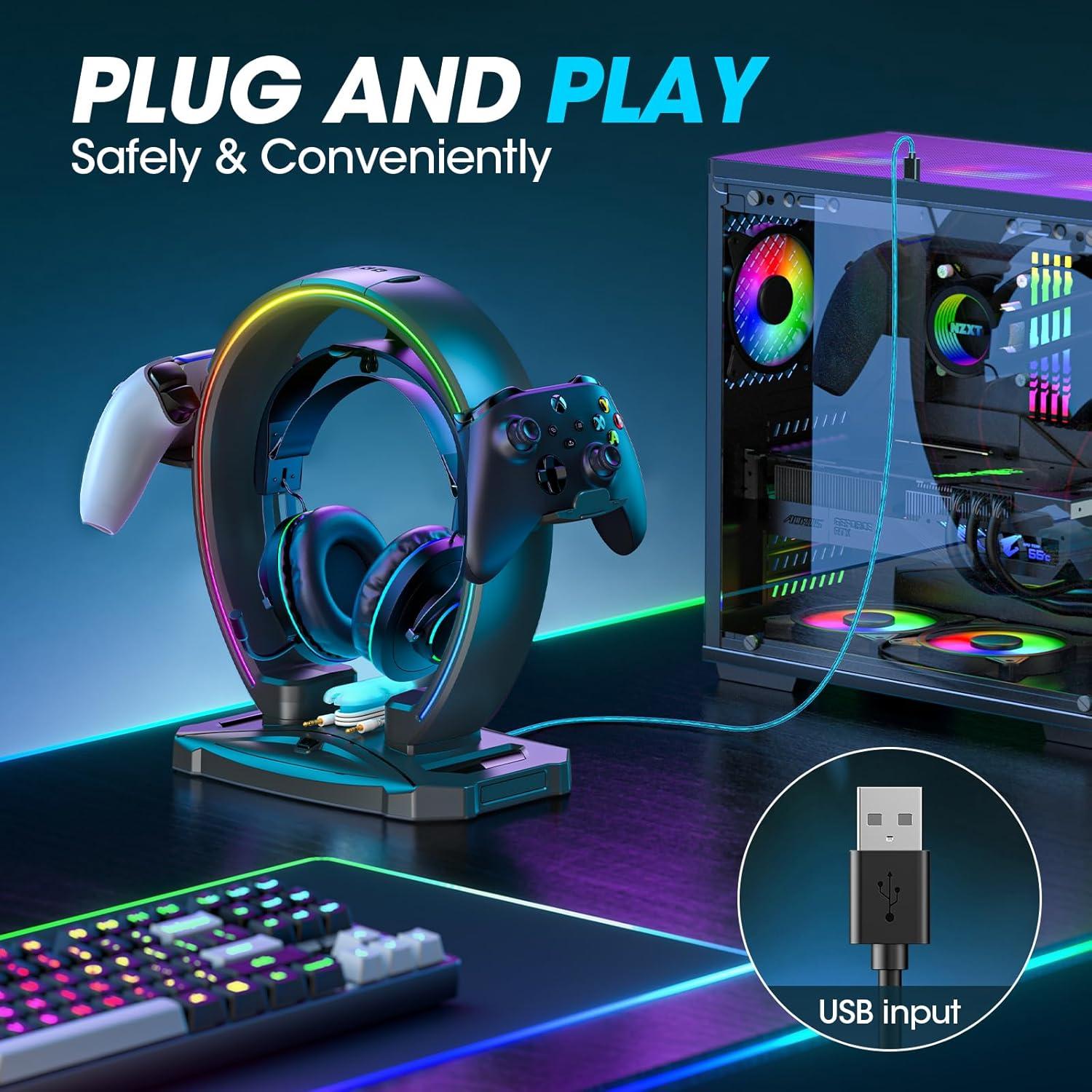 Soporte para Auriculares y Controladores KDD RGB 9 Modos Luz