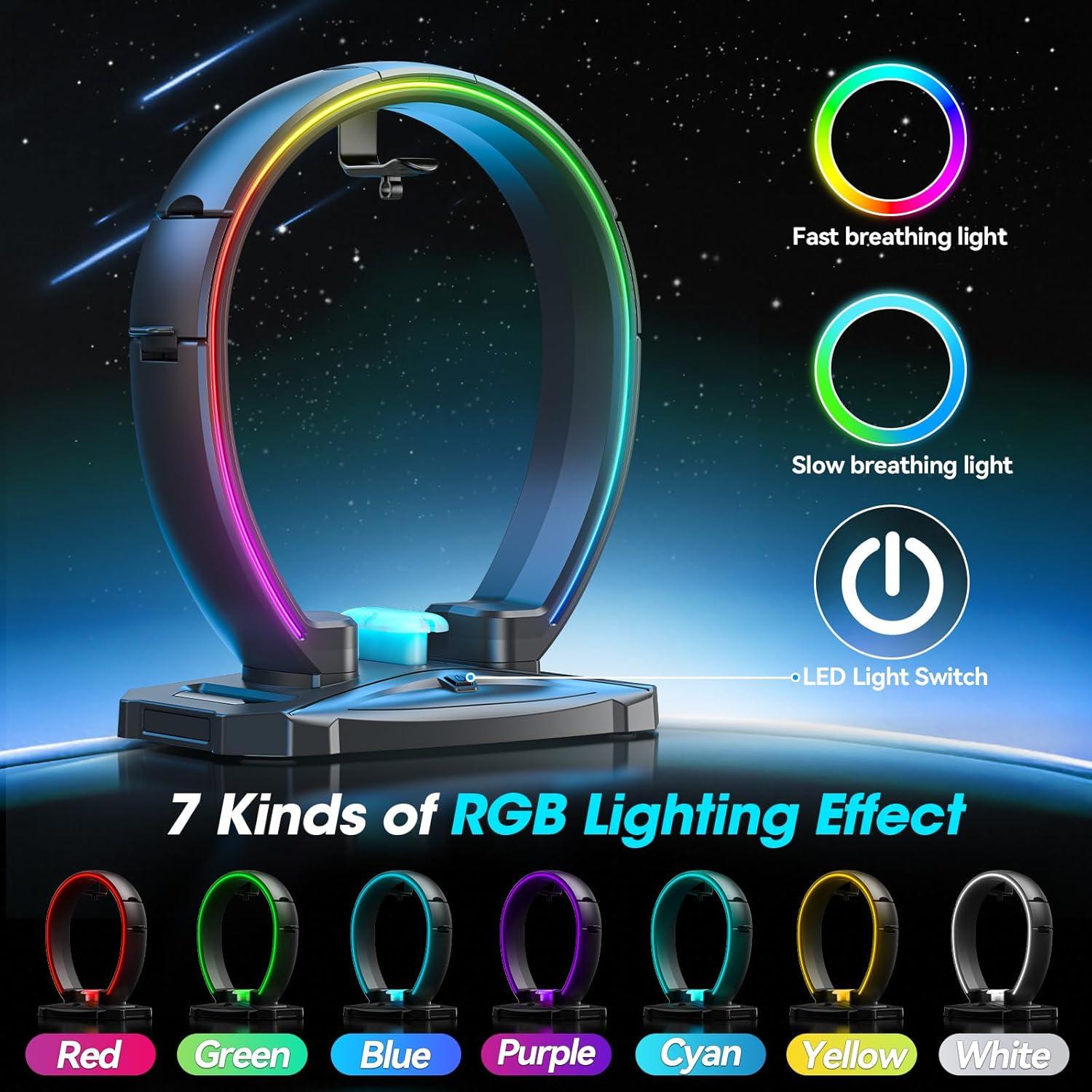 Soporte para Auriculares y Controladores KDD RGB 9 Modos Luz