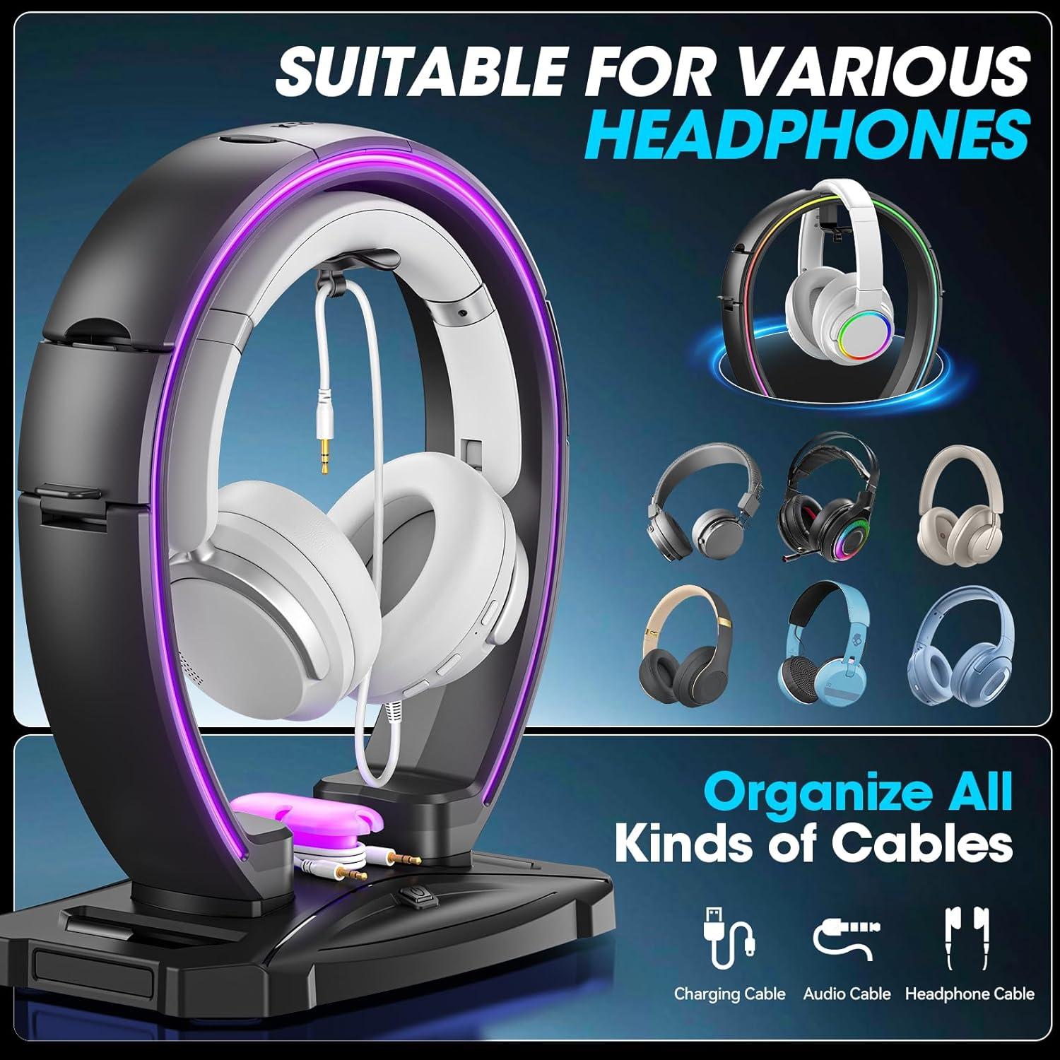 Soporte para Auriculares y Controladores KDD RGB 9 Modos Luz