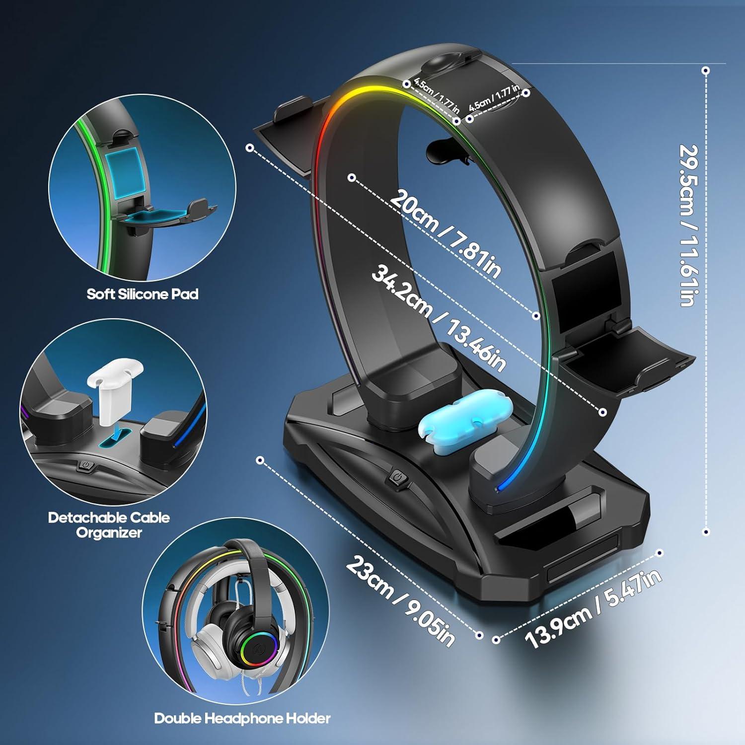Soporte para Auriculares y Controladores KDD RGB 9 Modos Luz