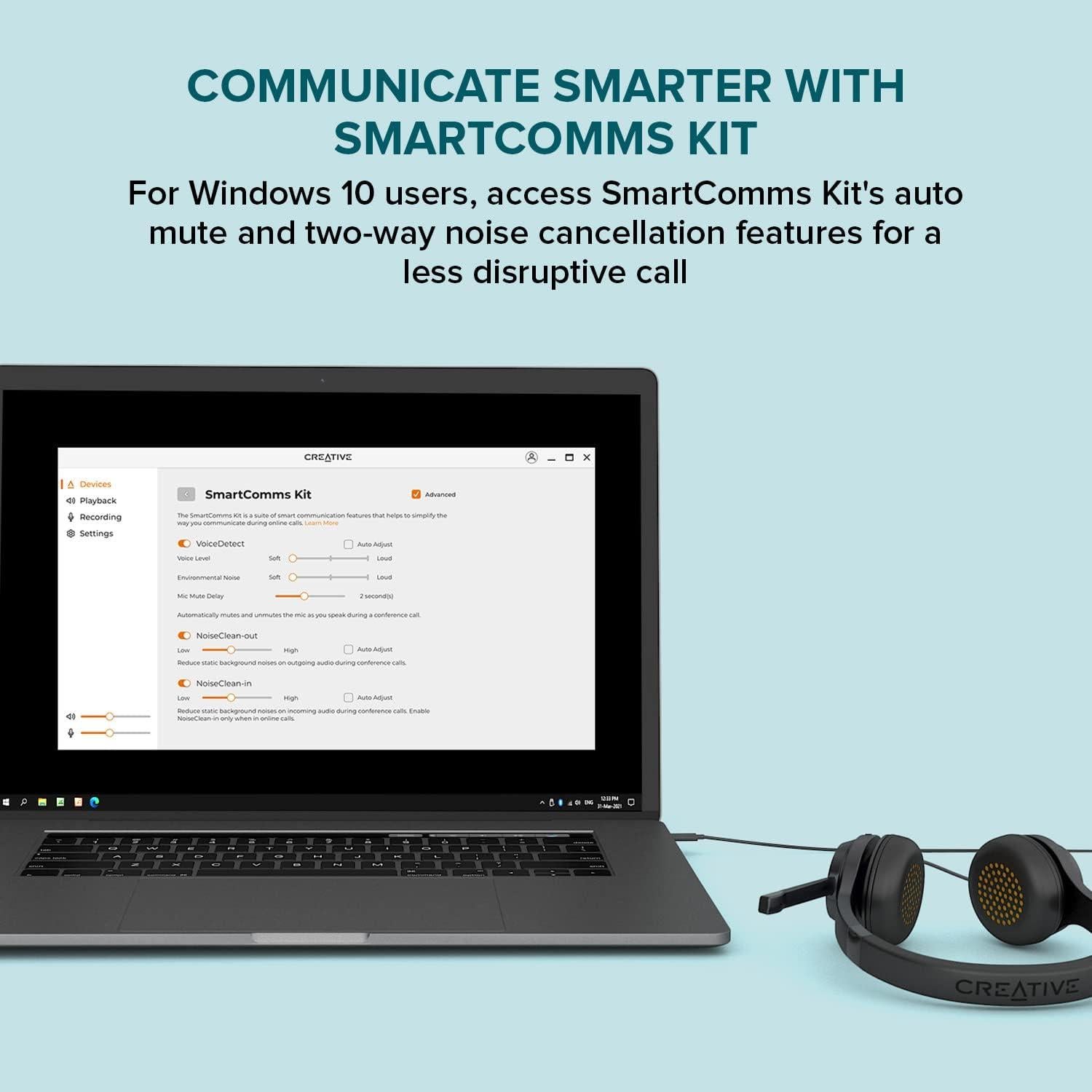 Auricular On-Ear USB-C Creative Chat con micrófono y cancelación de ruido